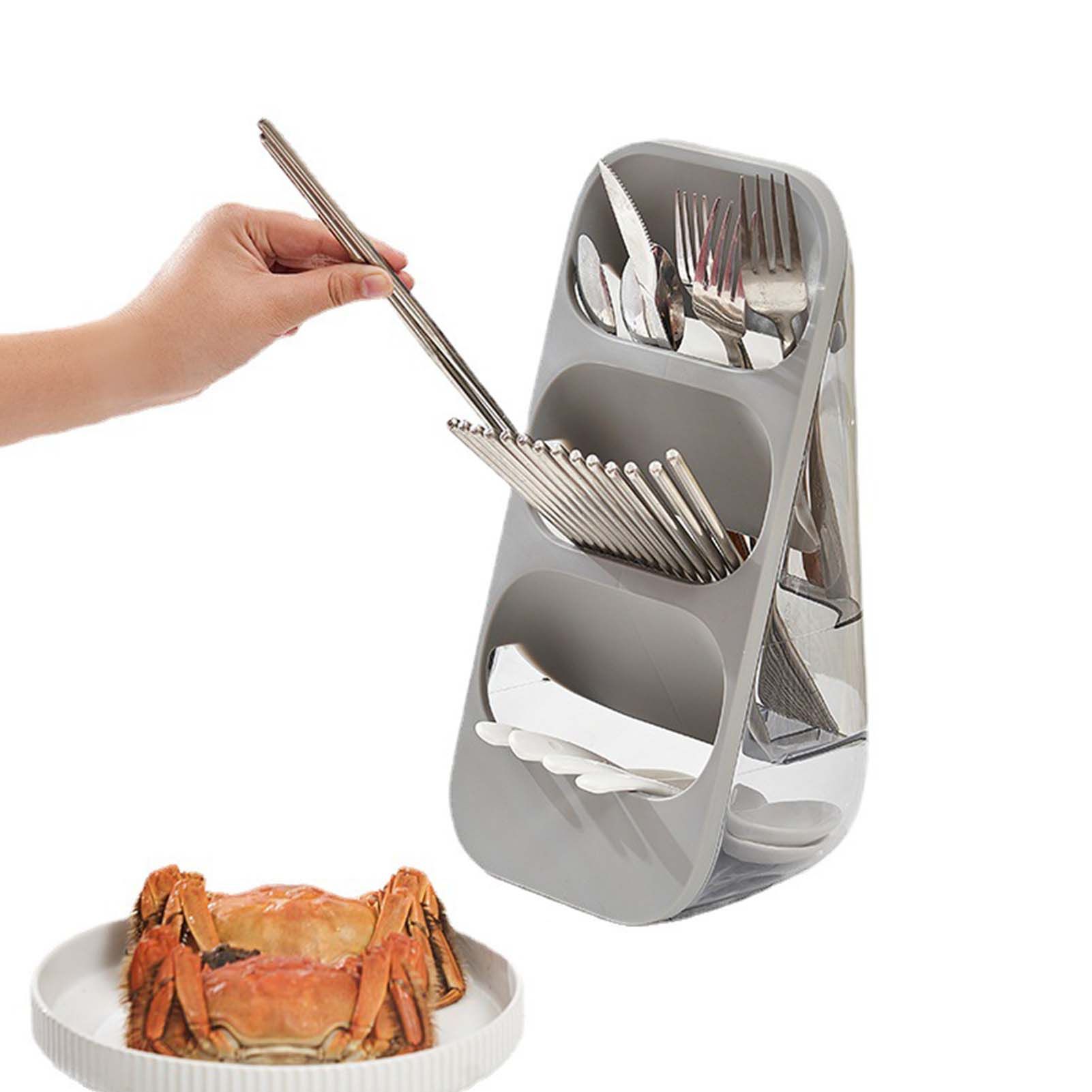 3 Layer Chopsticks Knife Storage Rack Holder Waterproof Knife Storage Drainage Bracket Container Gray - Image 6
