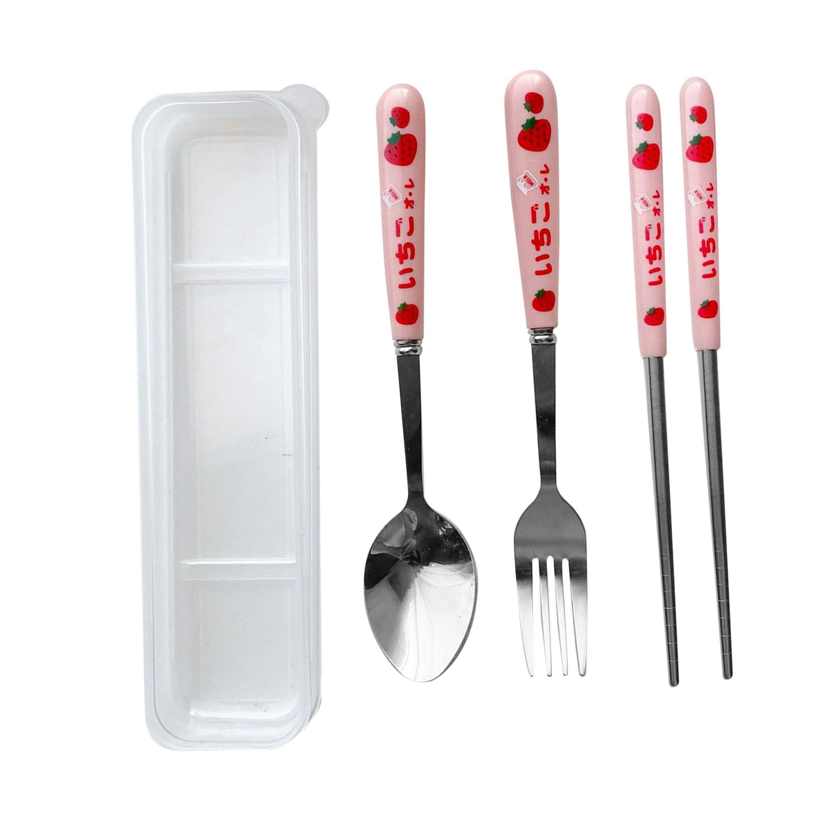3 Piece Tableware Utensils Set Spoon Forks Chopsticks Rounded Stainless Steel Flatware Cutlery Set with Transparent Box - Image 2