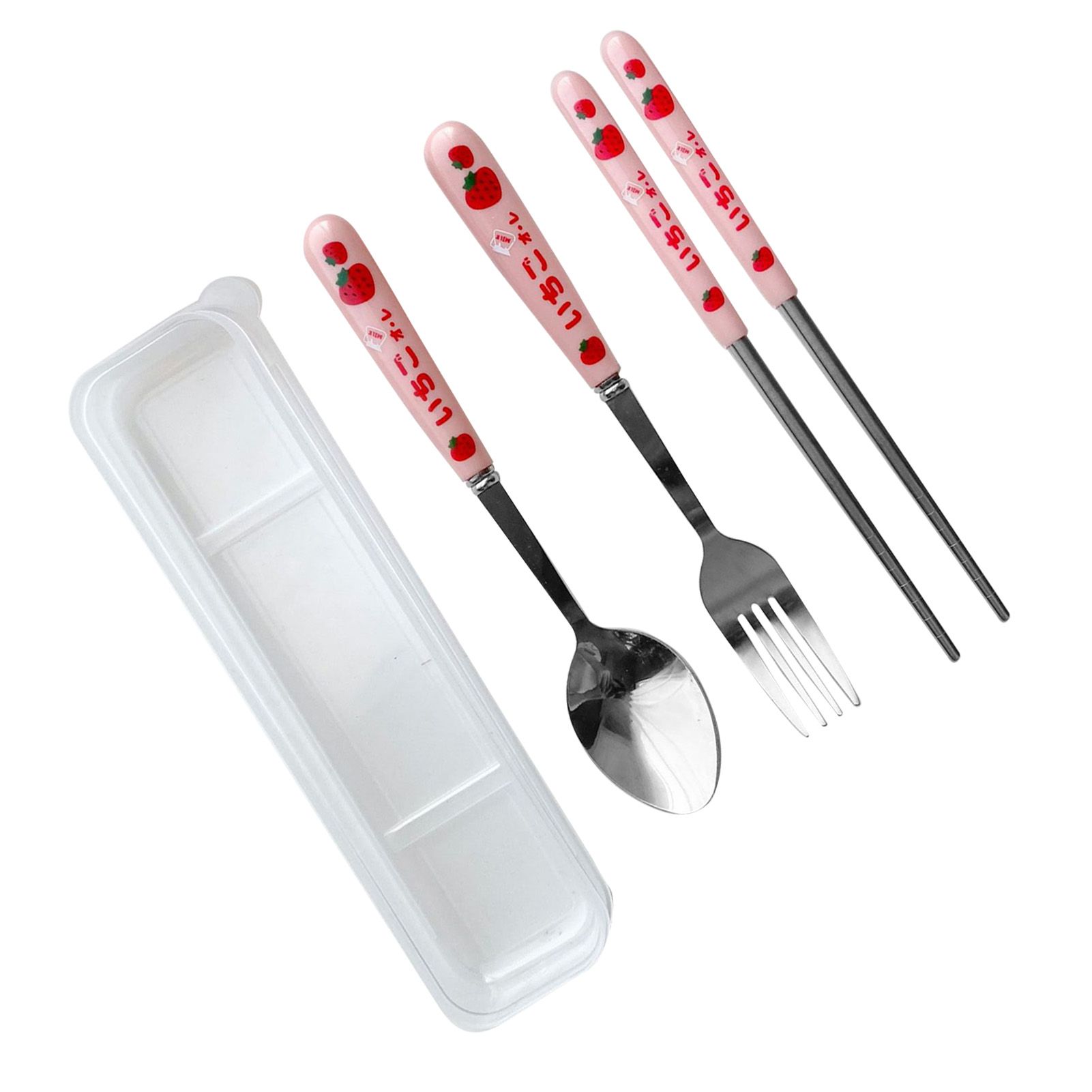 3 Piece Tableware Utensils Set Spoon Forks Chopsticks Rounded Stainless Steel Flatware Cutlery Set with Transparent Box - Image 3
