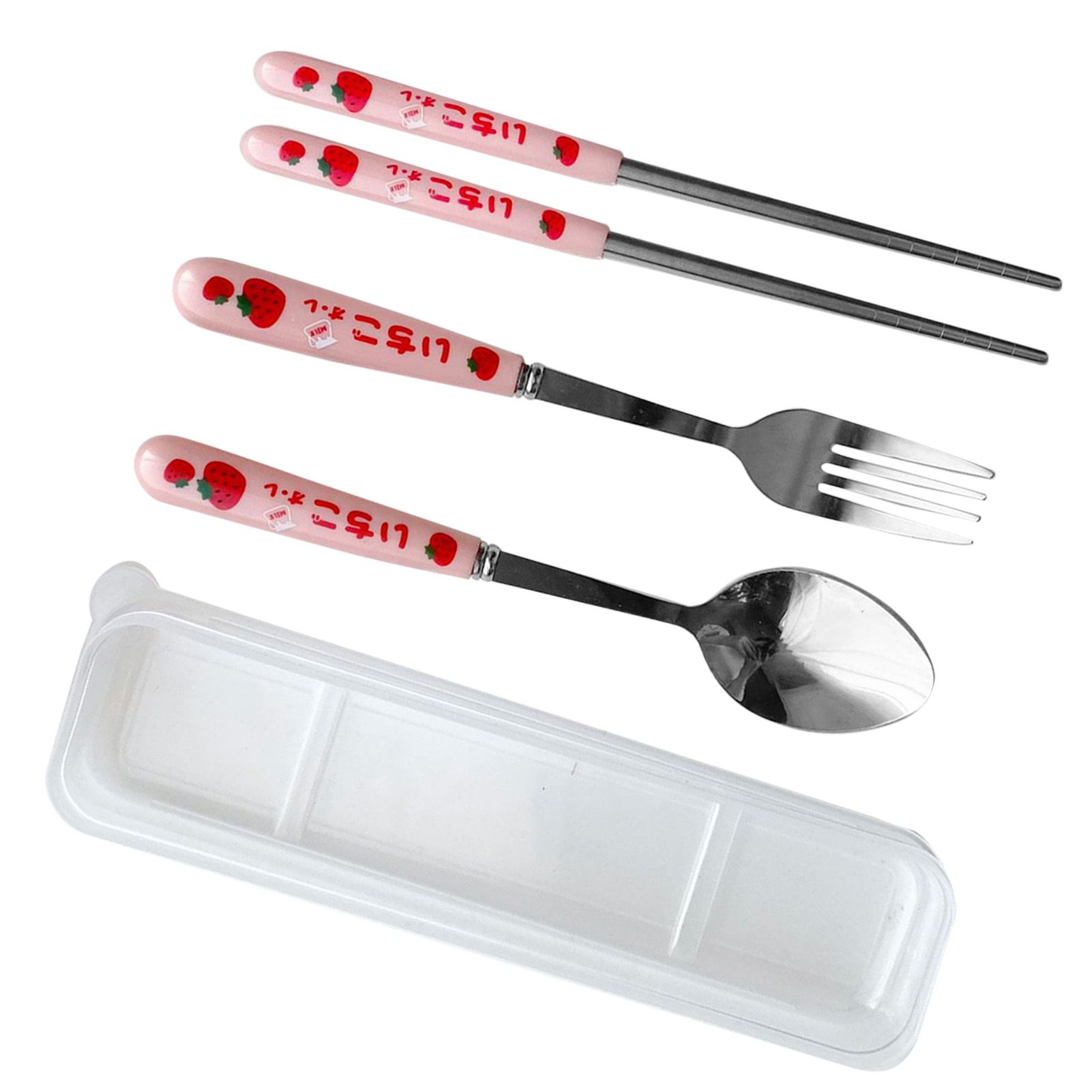 3 Piece Tableware Utensils Set Spoon Forks Chopsticks Rounded Stainless Steel Flatware Cutlery Set with Transparent Box - Image 4
