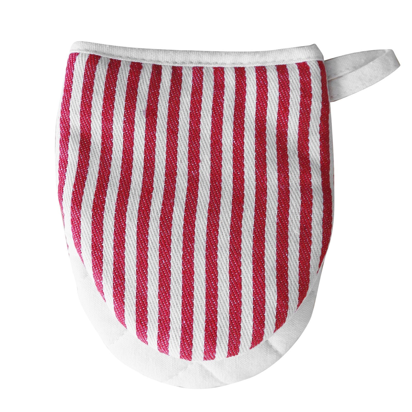 Microwave Oven Gloves Heat Resistant Stripe Pattern Thick Cotton Oven Mitts with Lanyard Red - Image 1
