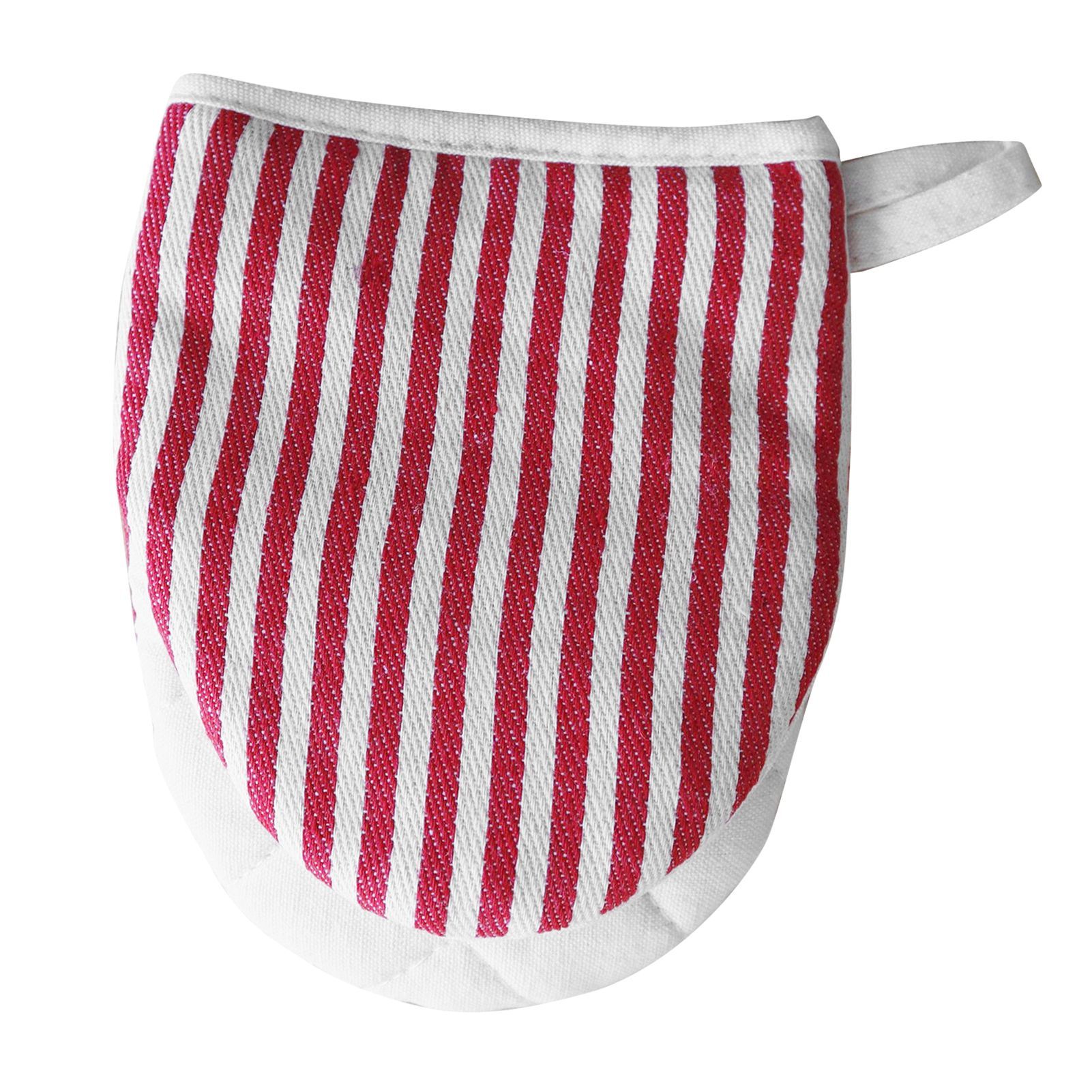 Microwave Oven Gloves Heat Resistant Stripe Pattern Thick Cotton Oven Mitts with Lanyard Red - Image 3