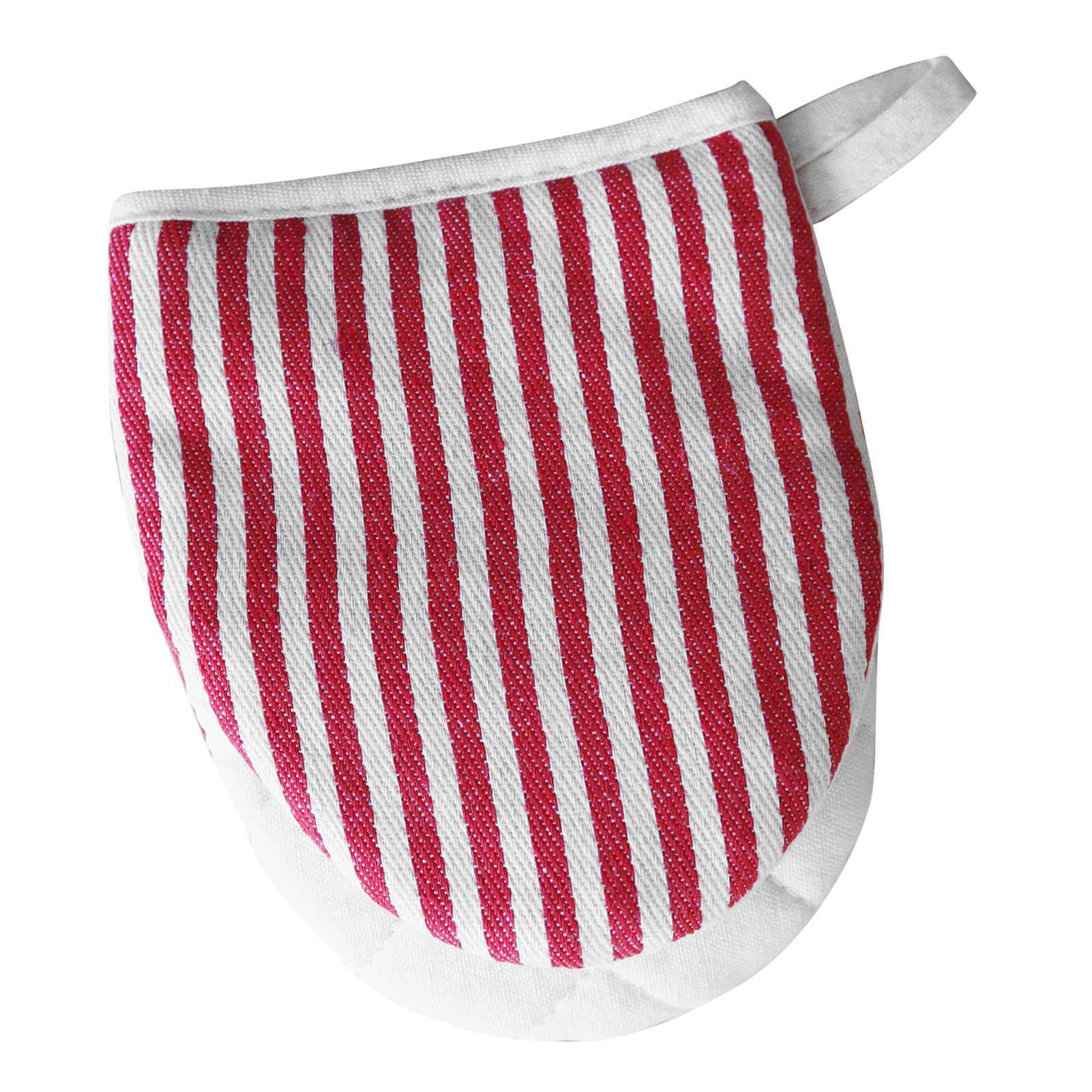 Microwave Oven Gloves Heat Resistant Stripe Pattern Thick Cotton Oven Mitts with Lanyard Red - Image 4