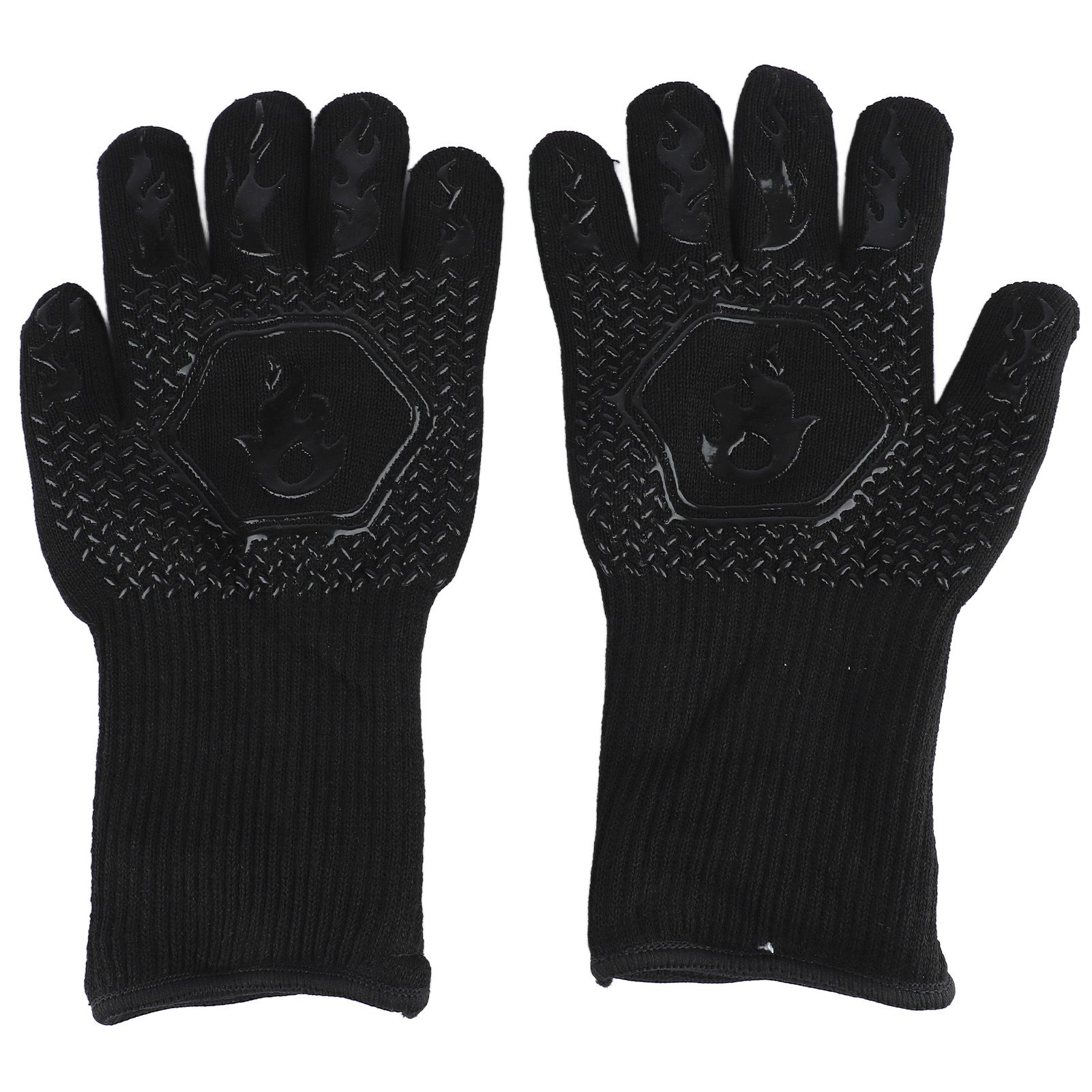 BBQ Gloves Heat Resistant Grilling Gloves Non Slip Oven Gloves Long Kitchen Gloves for Barbecue Baking Black Average Size 26‑35CM - Image 1