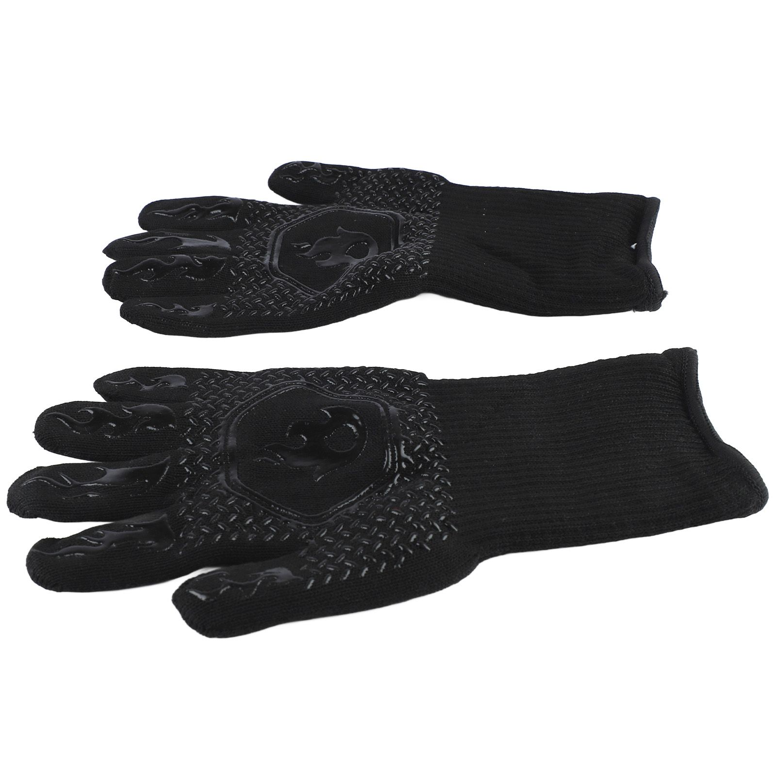 BBQ Gloves Heat Resistant Grilling Gloves Non Slip Oven Gloves Long Kitchen Gloves for Barbecue Baking Black Average Size 26‑35CM - Image 3