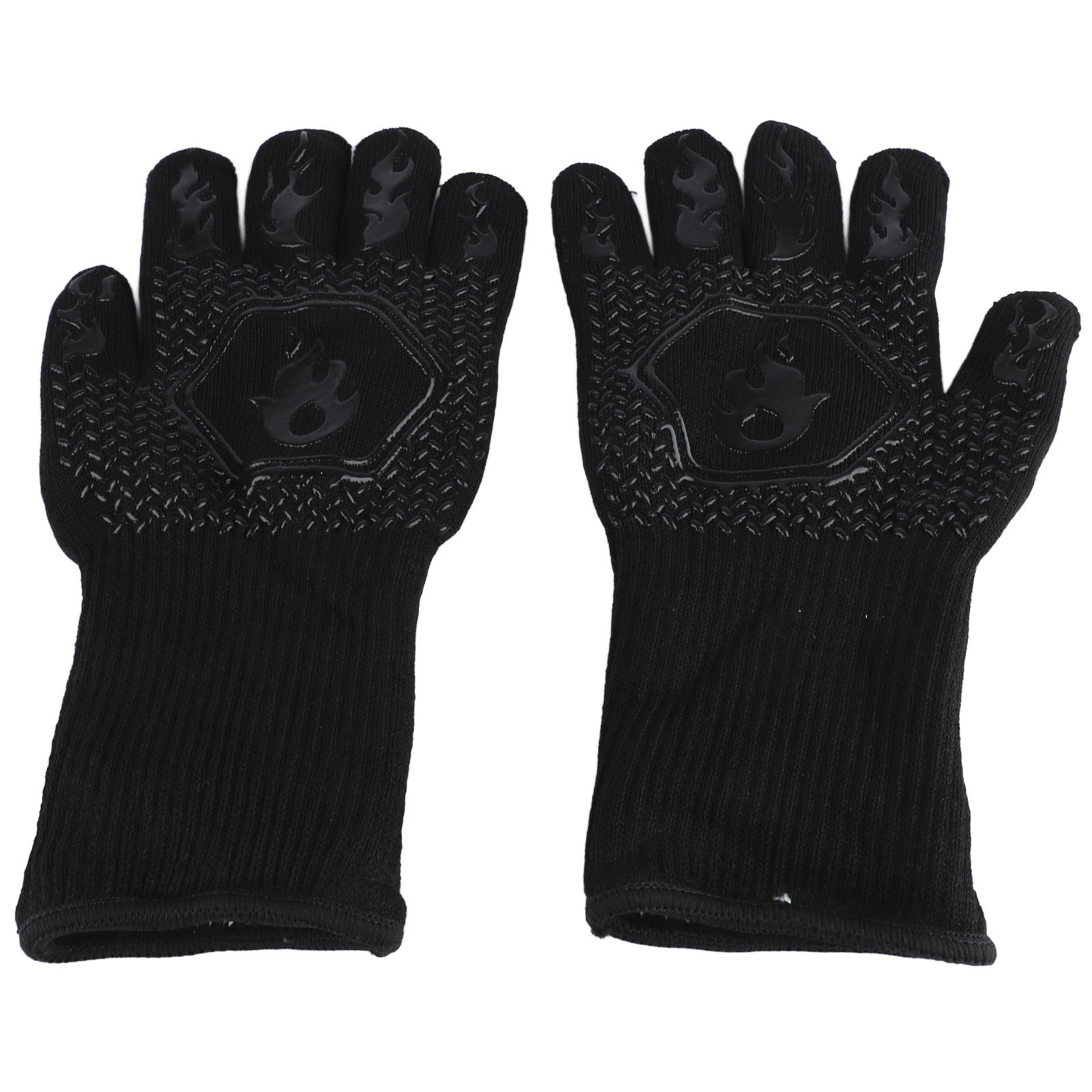 BBQ Gloves Heat Resistant Grilling Gloves Non Slip Oven Gloves Long Kitchen Gloves for Barbecue Baking Black Average Size 26‑35CM - Image 8