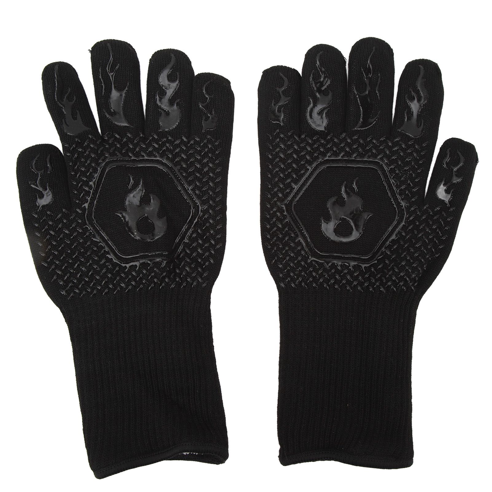 BBQ Gloves Fireproof 800℃ Heat Resistant Double Sided Silicone Large Grill Gloves for Oven Barbecue Cooking Black - Image 1
