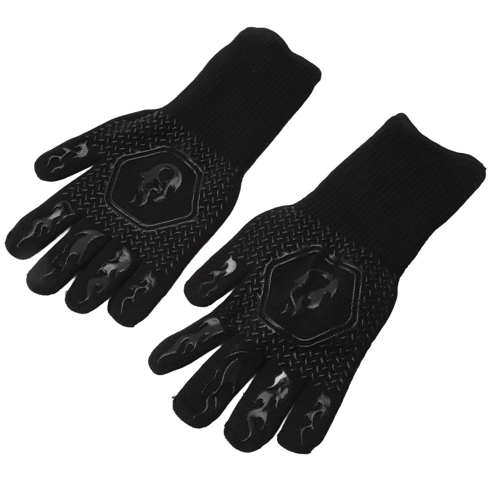 BBQ Gloves Fireproof 800℃ Heat Resistant Double Sided Silicone Large Grill Gloves for Oven Barbecue Cooking Black - Image 2