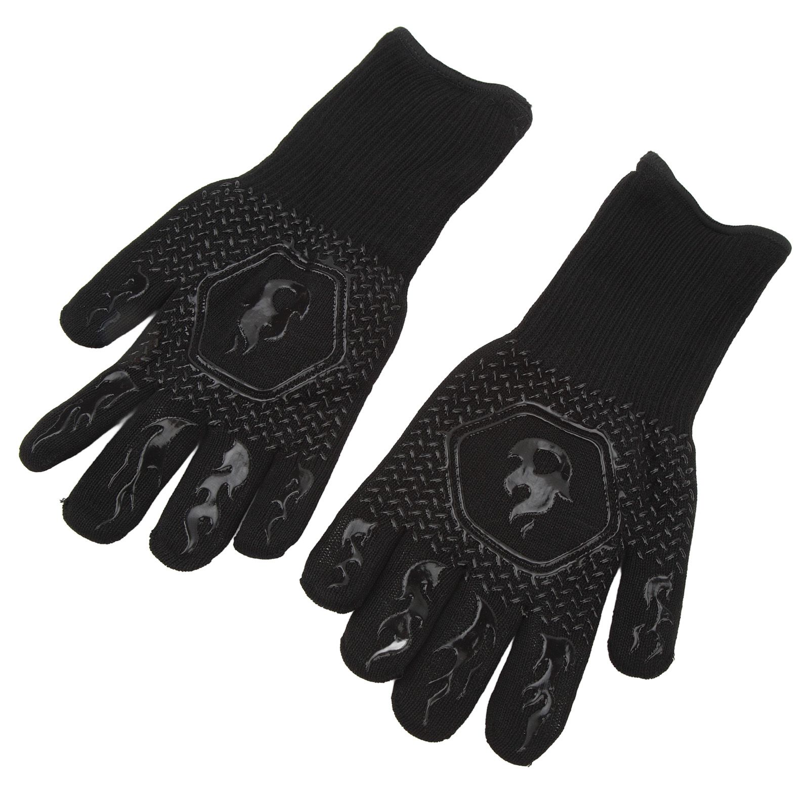 BBQ Gloves Fireproof 800℃ Heat Resistant Double Sided Silicone Large Grill Gloves for Oven Barbecue Cooking Black - Image 3