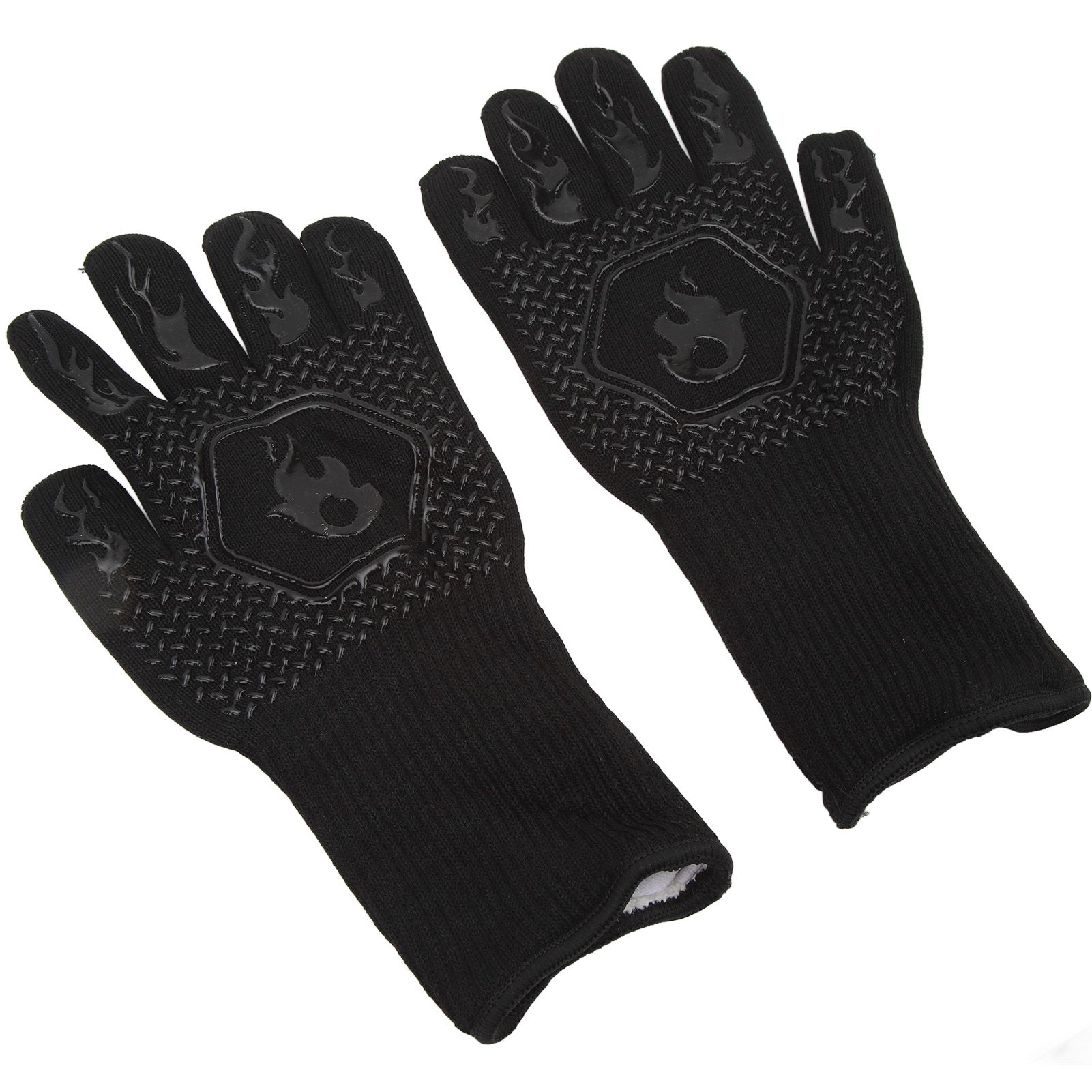 BBQ Gloves Fireproof 800℃ Heat Resistant Double Sided Silicone Large Grill Gloves for Oven Barbecue Cooking Black - Image 7
