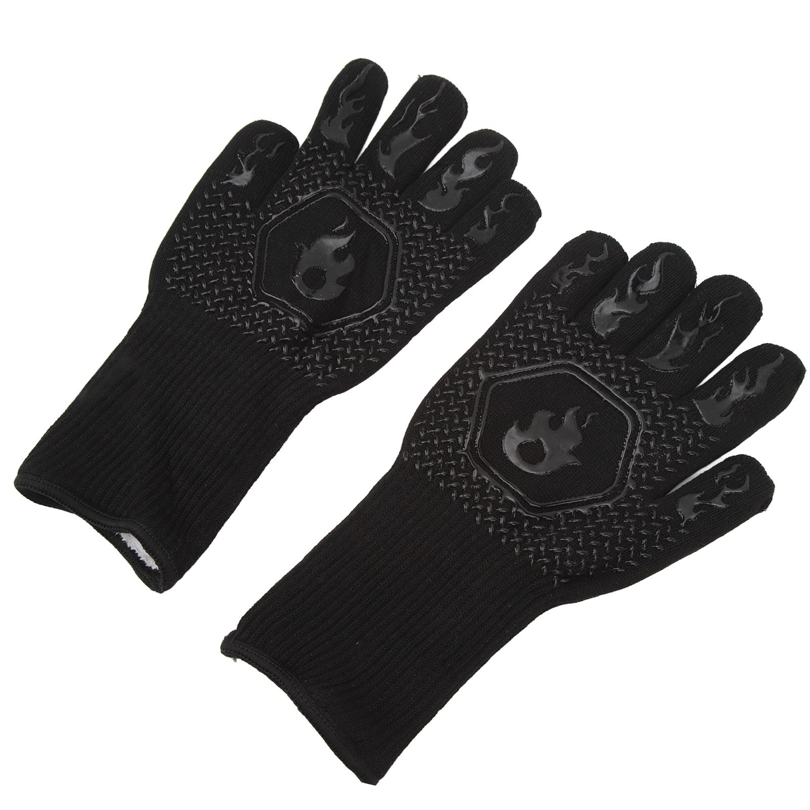 BBQ Gloves Fireproof 800℃ Heat Resistant Double Sided Silicone Large Grill Gloves for Oven Barbecue Cooking Black - Image 8