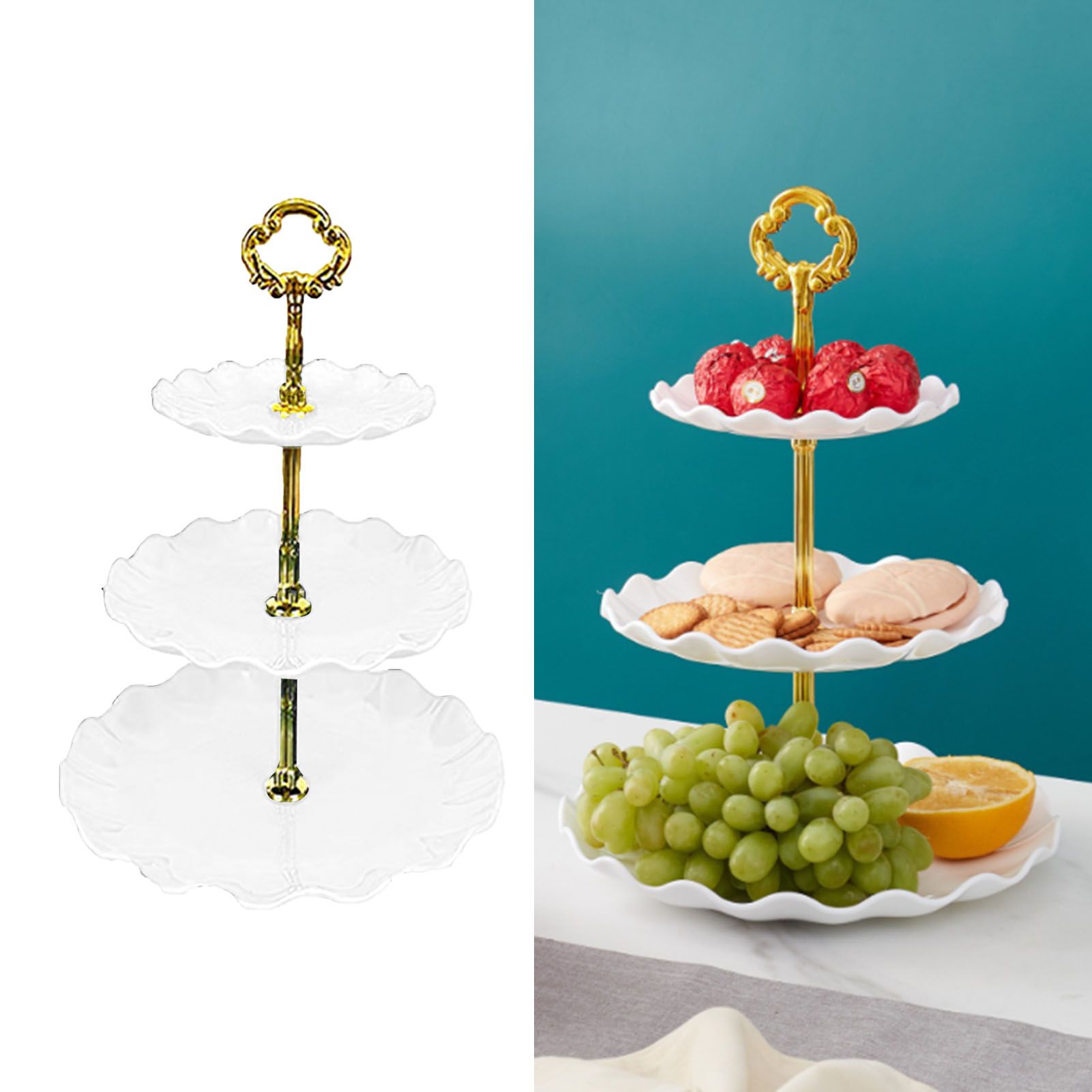 Nordic Style 3 Layer Fruit Plate Tray Plastic 3 Tier Cake Stand Holiday Party Dessert Tray White - Image 6