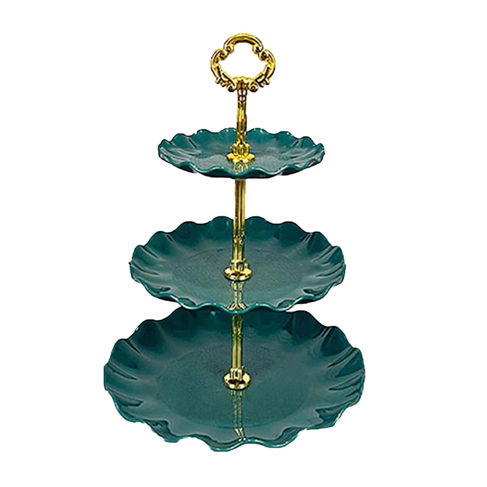 Nordic Style 3 Layer Fruit Plate Tray Plastic 3 Tier Cake Stand Holiday Party Dessert Tray Dark Green - Image 1