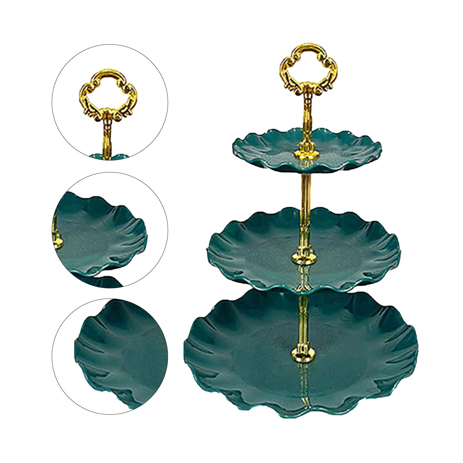 Nordic Style 3 Layer Fruit Plate Tray Plastic 3 Tier Cake Stand Holiday Party Dessert Tray Dark Green - Image 3