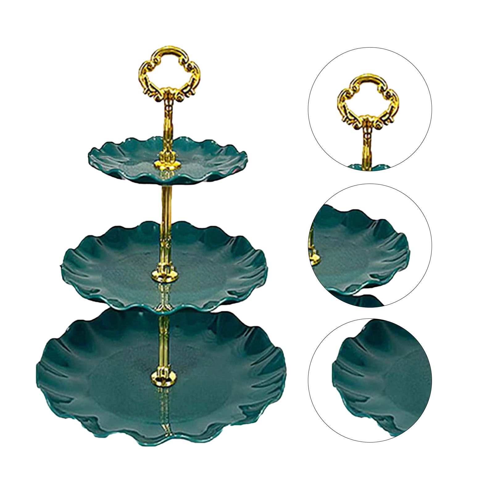Nordic Style 3 Layer Fruit Plate Tray Plastic 3 Tier Cake Stand Holiday Party Dessert Tray Dark Green - Image 4