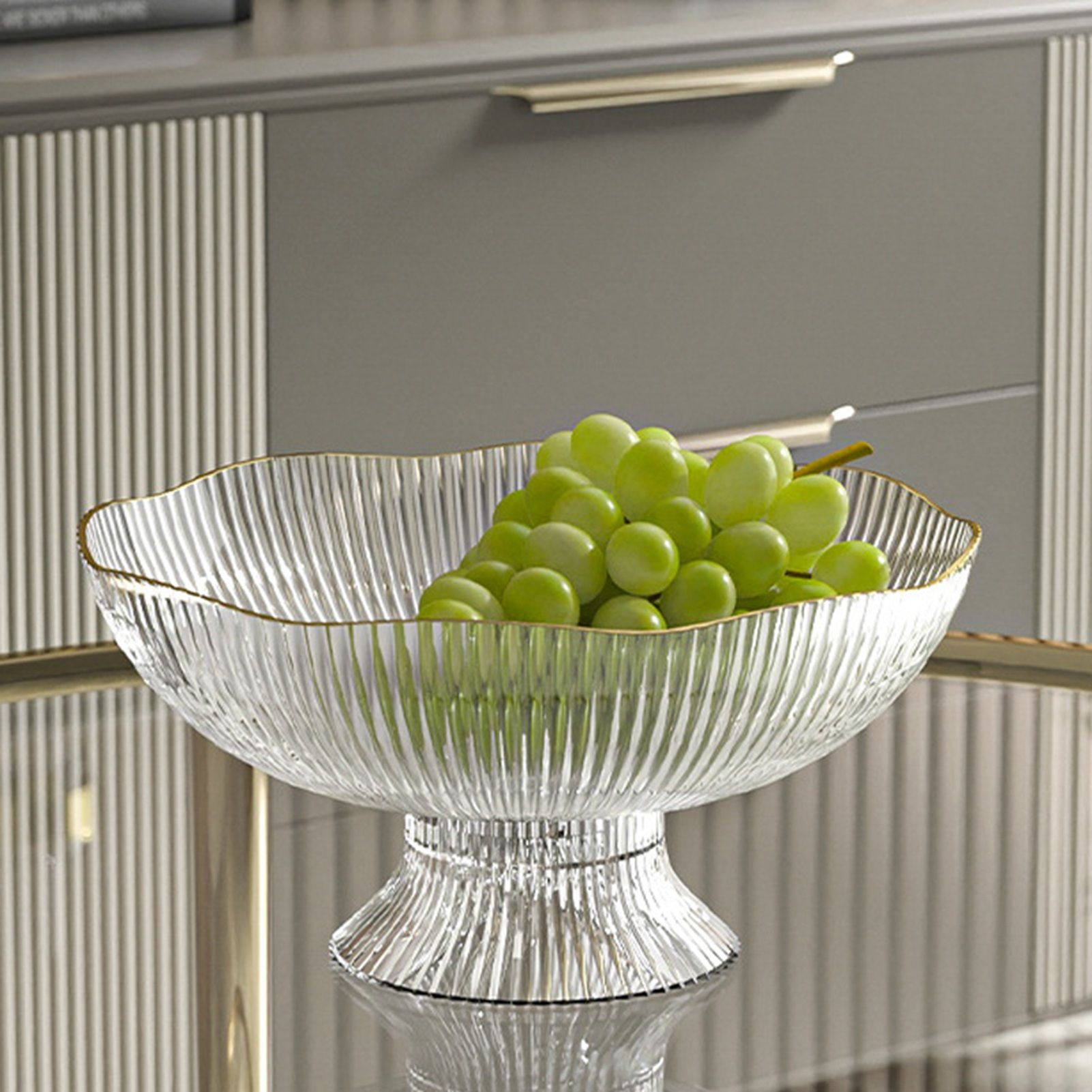 Plastic Footed Fruit Plate with Draining Hole Detachable Base Household Living Room Coffee Table Fruit Candy Snack Display Plate Transparent - Image 5