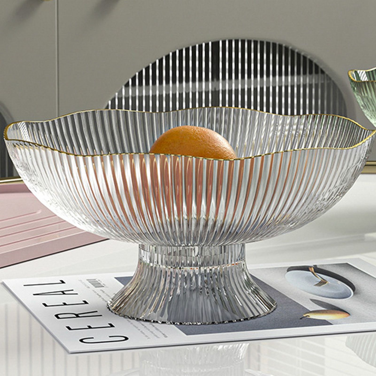 Plastic Footed Fruit Plate with Draining Hole Detachable Base Household Living Room Coffee Table Fruit Candy Snack Display Plate Transparent - Image 7