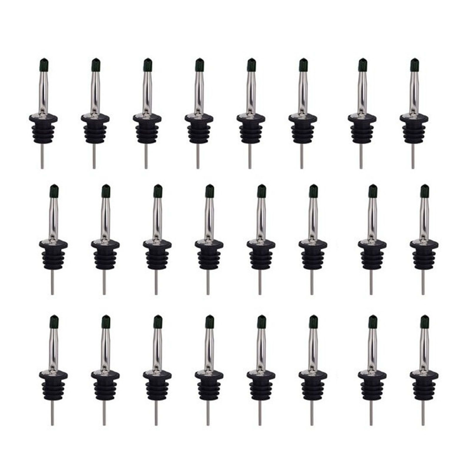24pcs Stainless Steel Bottle Pourers with Black Plastic Cover Conical Design Rust Protection Liquor Pour Spout for Bar - Image 1