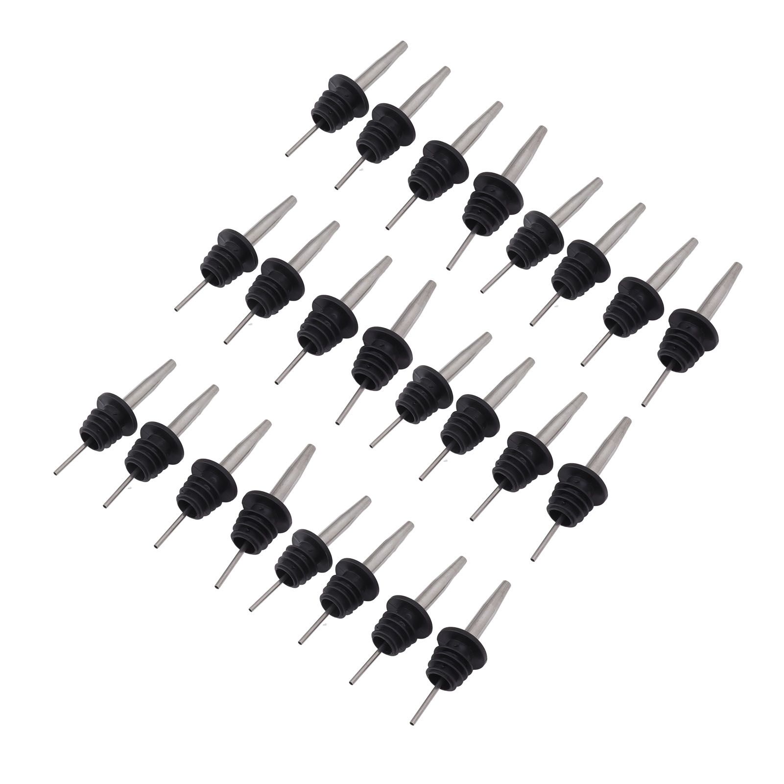 24pcs Stainless Steel Bottle Pourers with Black Plastic Cover Conical Design Rust Protection Liquor Pour Spout for Bar - Image 2