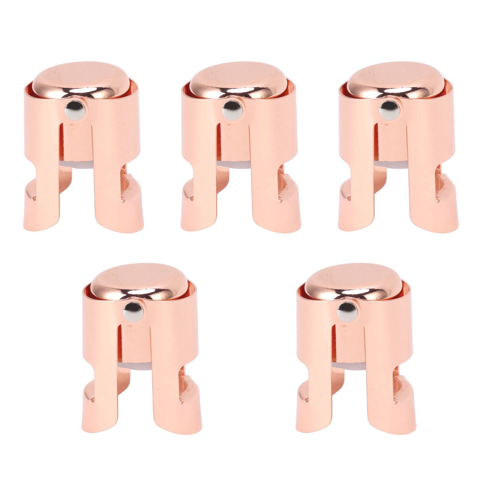 5Pcs Champagne Bottle Stopper Stainless Steel Champagne Sealer Plug Reusable Wine Saver for Wine Bottles Sparkling Bottles Rose Gold - Image 1