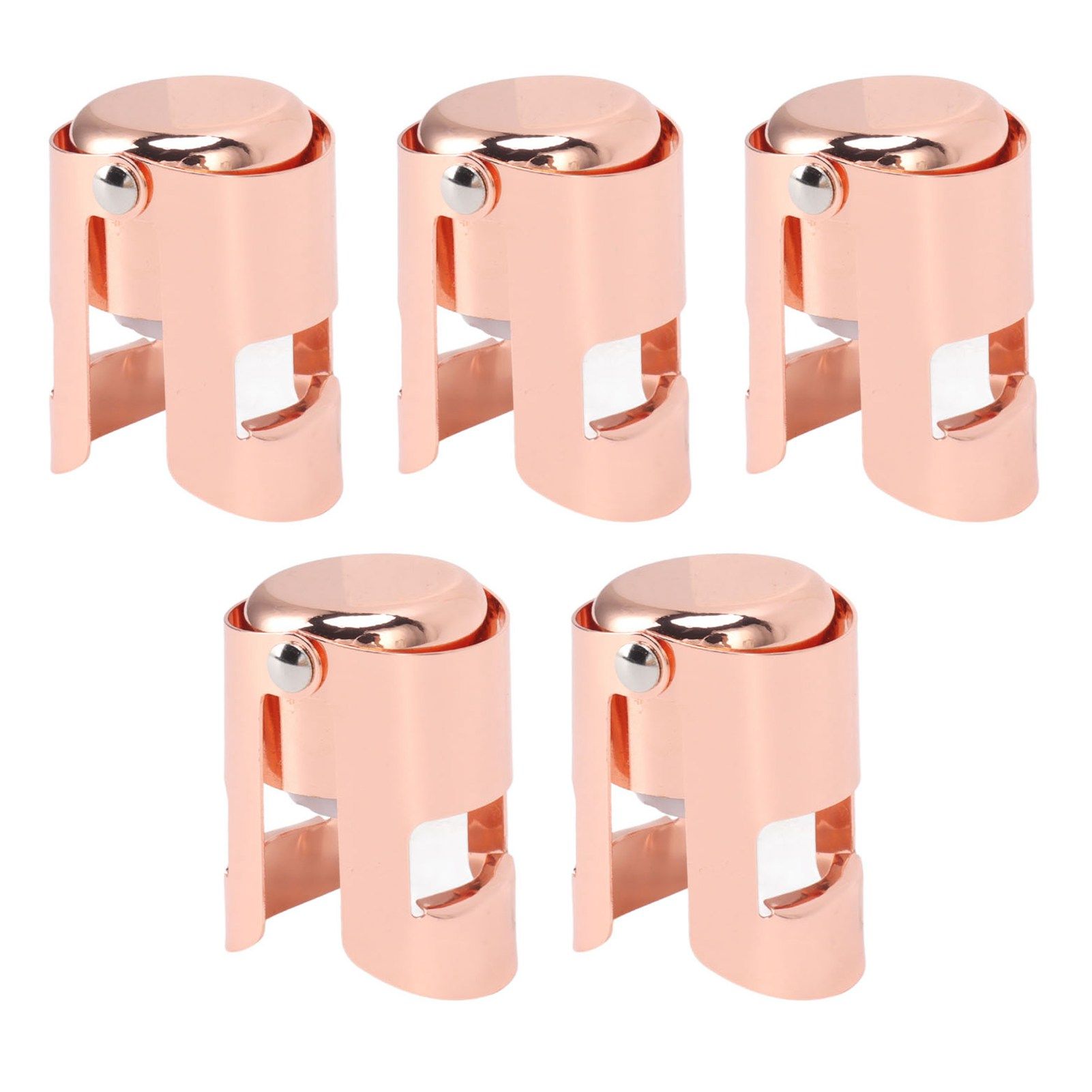 5Pcs Champagne Bottle Stopper Stainless Steel Champagne Sealer Plug Reusable Wine Saver for Wine Bottles Sparkling Bottles Rose Gold - Image 2