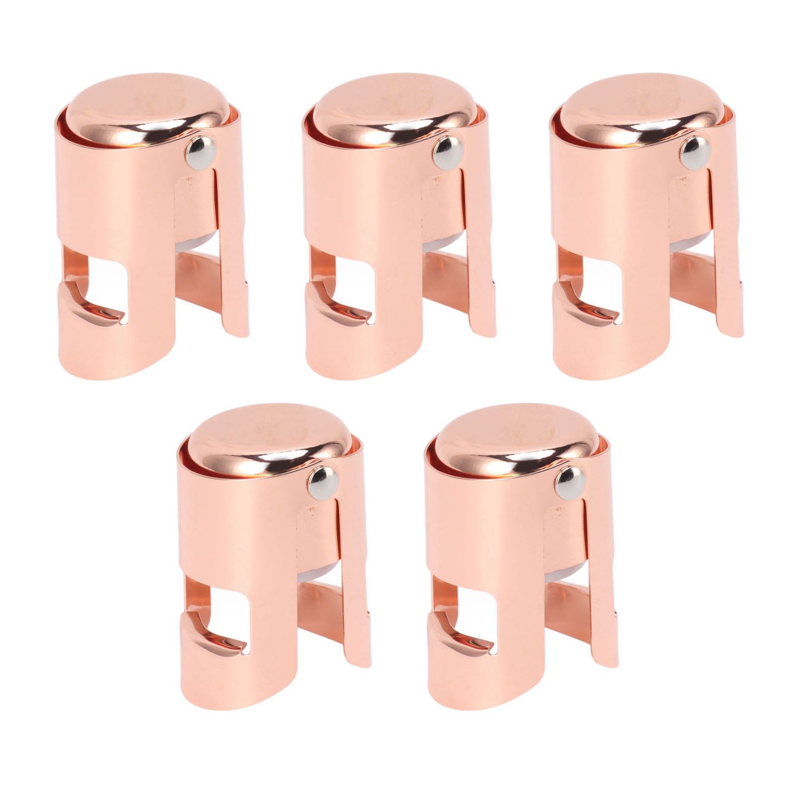 5Pcs Champagne Bottle Stopper Stainless Steel Champagne Sealer Plug Reusable Wine Saver for Wine Bottles Sparkling Bottles Rose Gold - Image 3