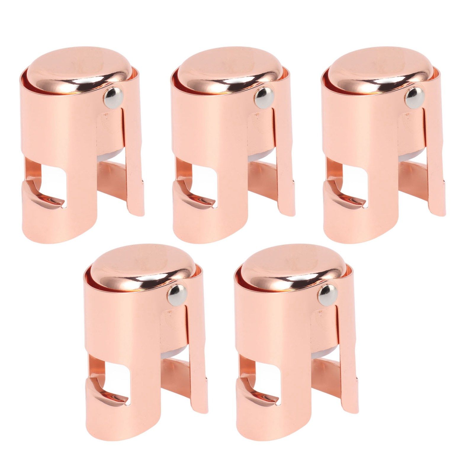 5Pcs Champagne Bottle Stopper Stainless Steel Champagne Sealer Plug Reusable Wine Saver for Wine Bottles Sparkling Bottles Rose Gold - Image 4
