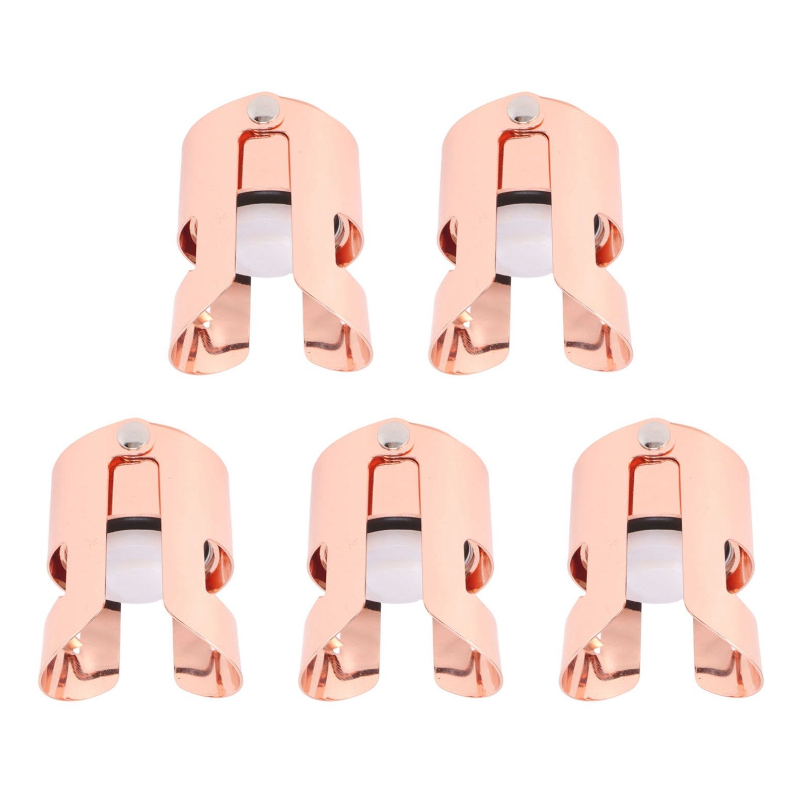5Pcs Champagne Bottle Stopper Stainless Steel Champagne Sealer Plug Reusable Wine Saver for Wine Bottles Sparkling Bottles Rose Gold - Image 6