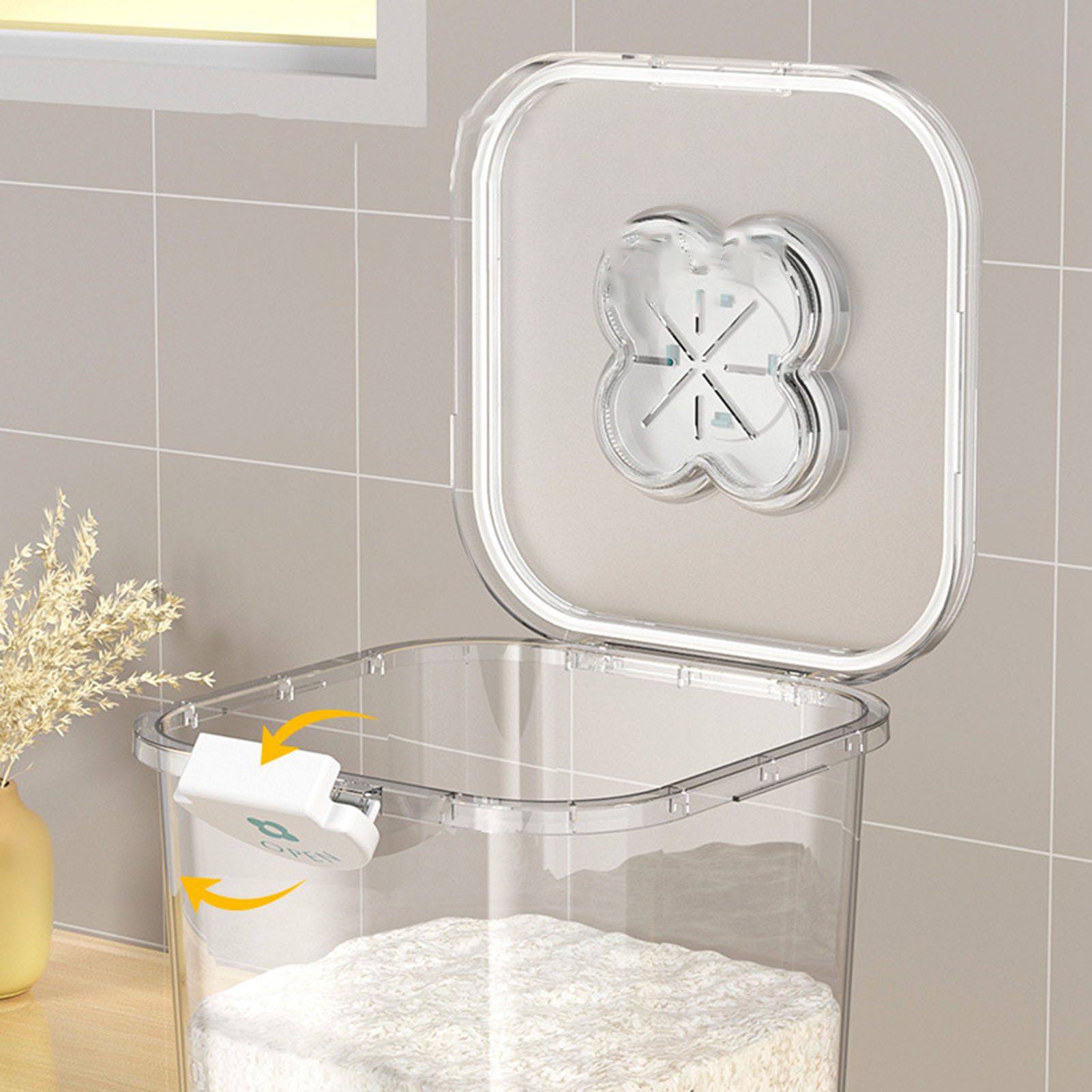 Rice Container Airtight Grain Food Storage Box Transparent with Cover for Home Kitchen Transparent 5kg / 11.02lb - Image 6