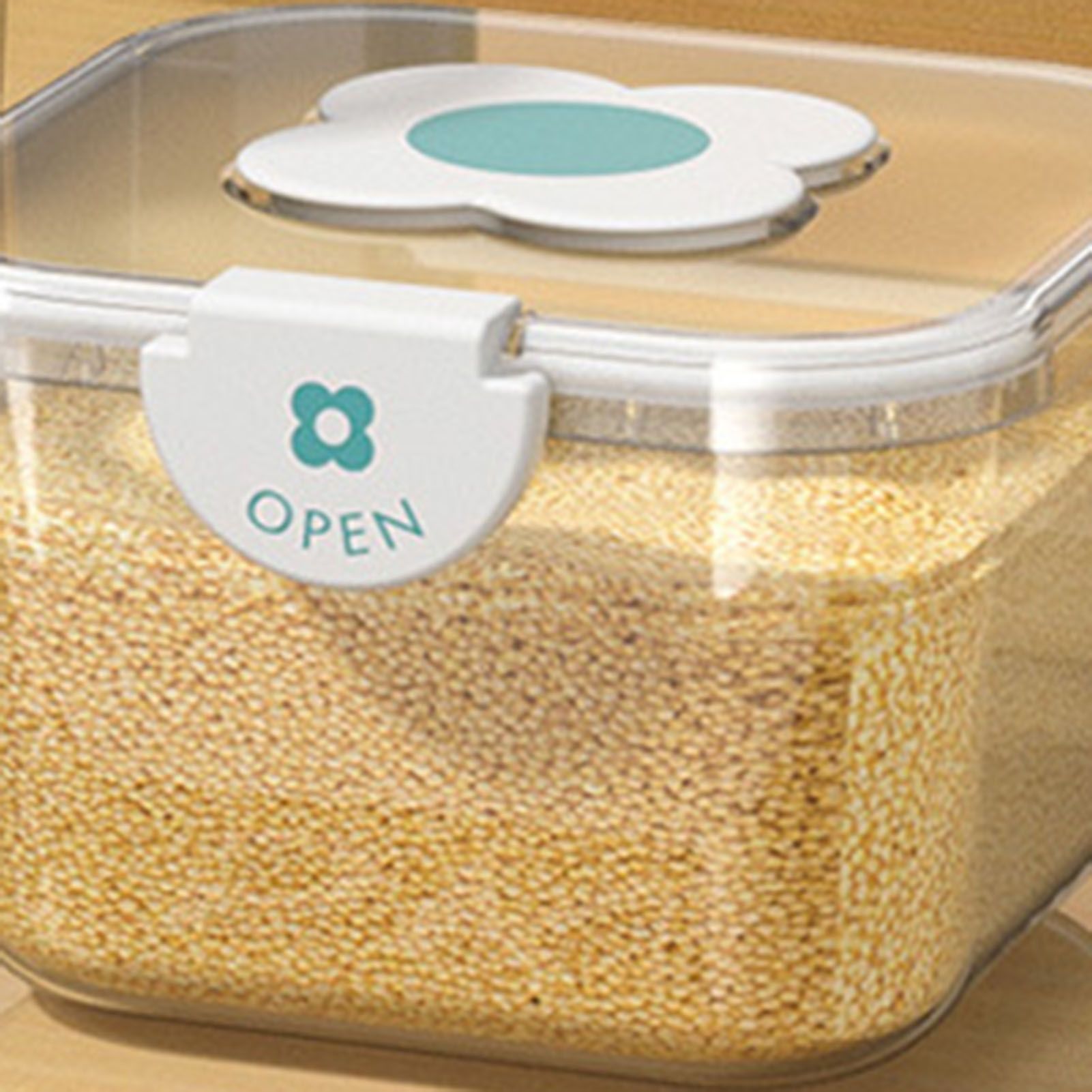 Rice Container Airtight Grain Food Storage Box Transparent with Cover for Home Kitchen Transparent 5kg / 11.02lb - Image 8