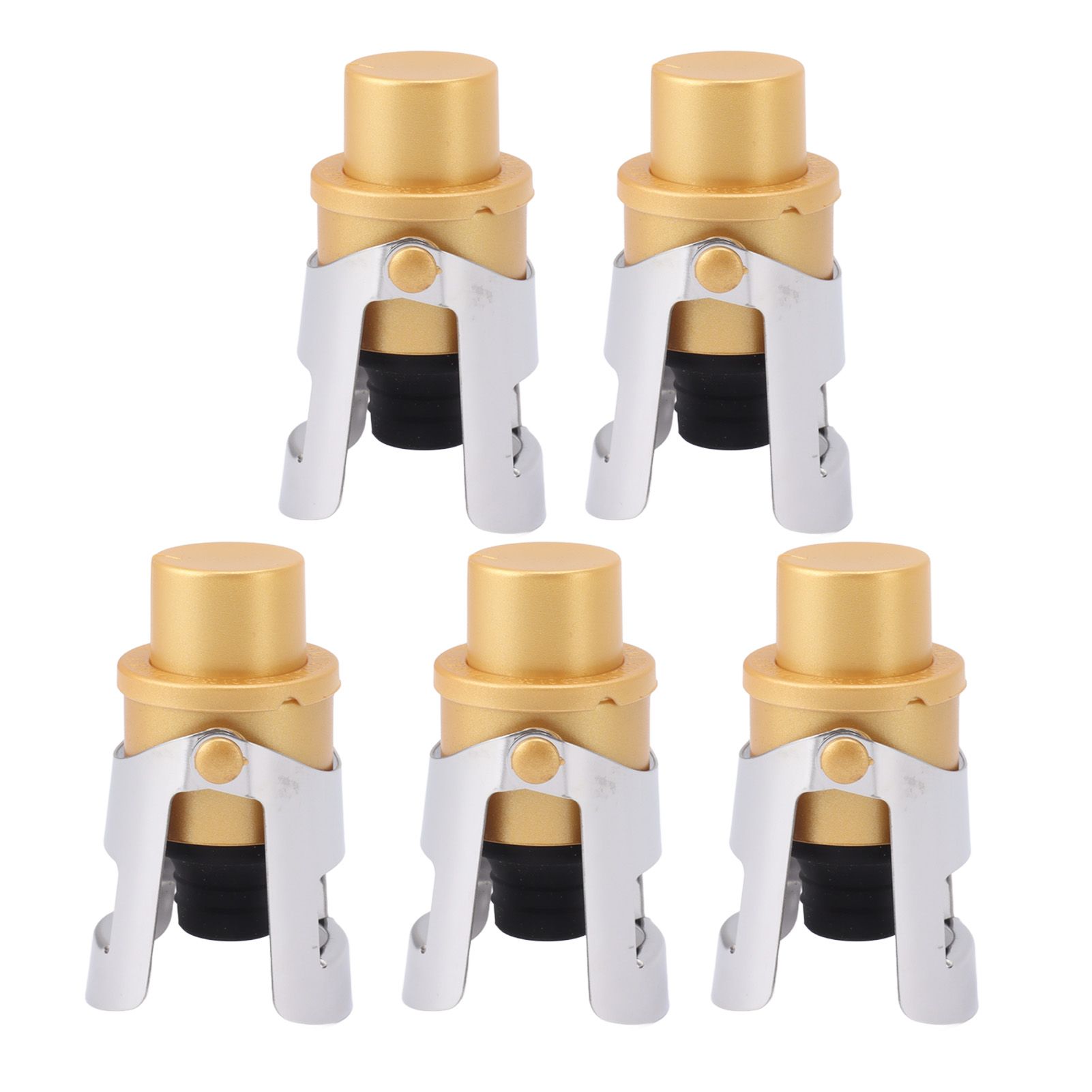 5 Packs Golden Champagne Stopper Stainless Steel Resuable Bottle Sealer Champagne Saver Plug - Image 1