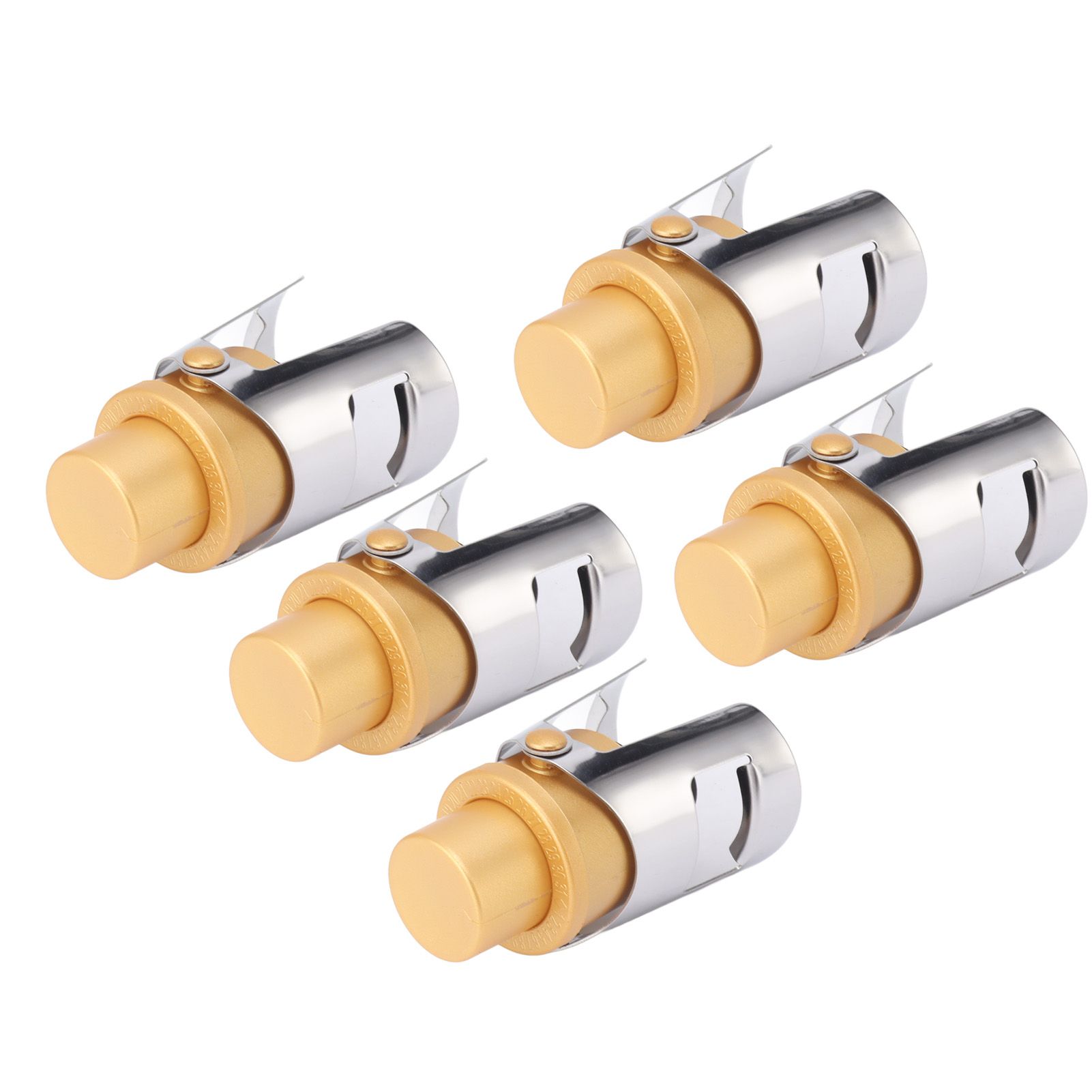 5 Packs Golden Champagne Stopper Stainless Steel Resuable Bottle Sealer Champagne Saver Plug - Image 2