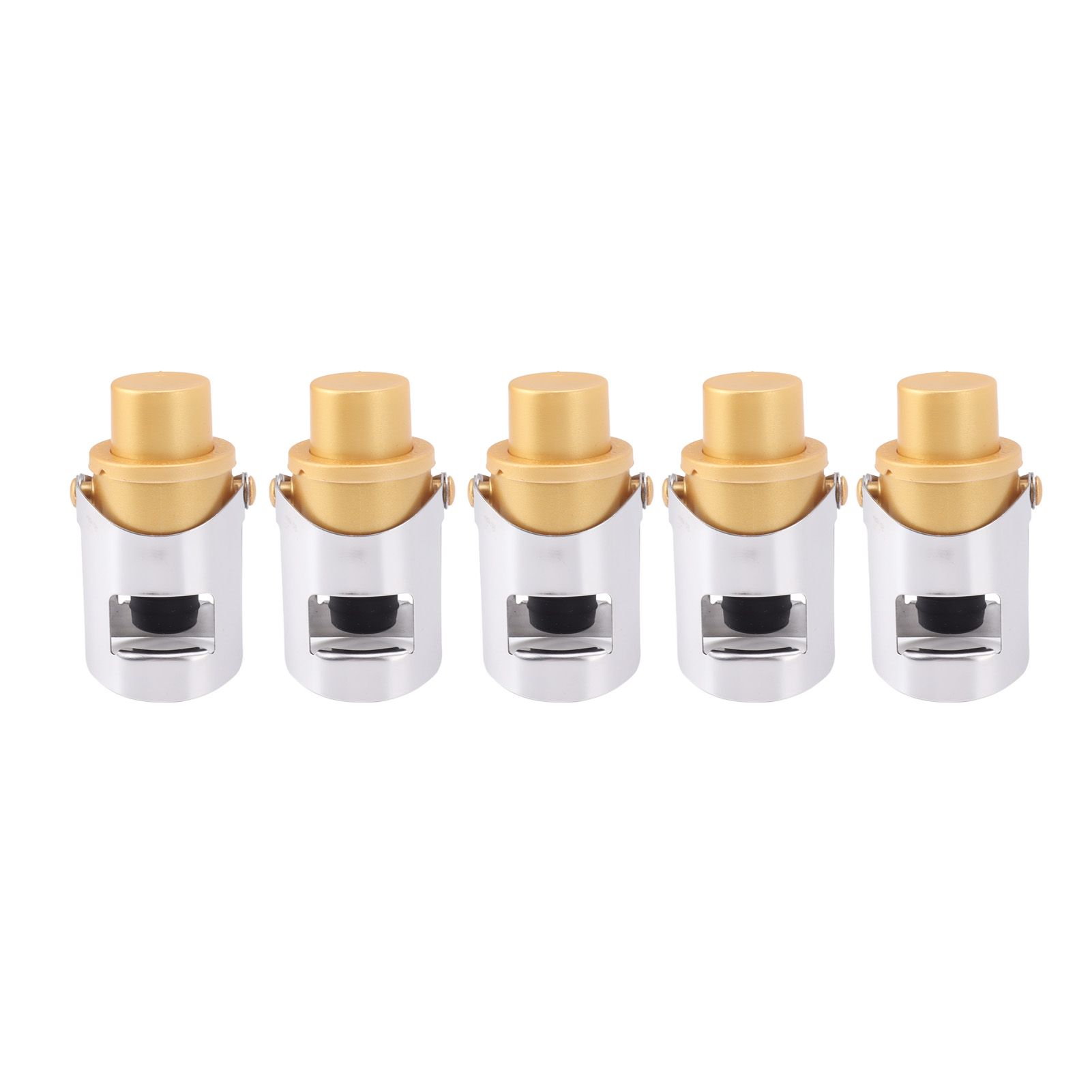 5 Packs Golden Champagne Stopper Stainless Steel Resuable Bottle Sealer Champagne Saver Plug - Image 3