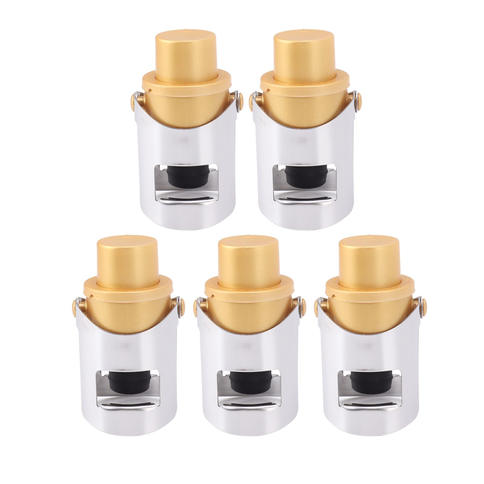 5 Packs Golden Champagne Stopper Stainless Steel Resuable Bottle Sealer Champagne Saver Plug - Image 4