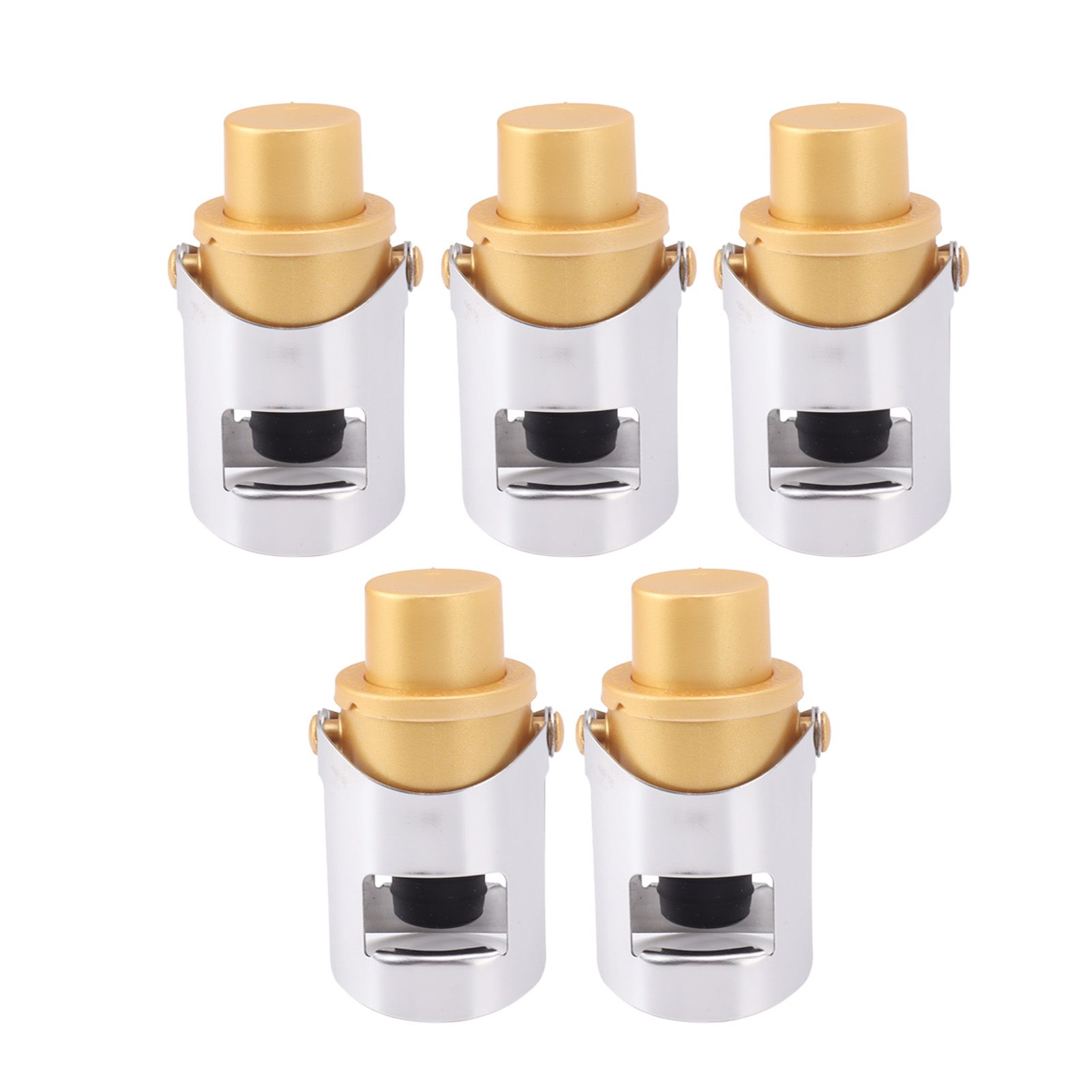 5 Packs Golden Champagne Stopper Stainless Steel Resuable Bottle Sealer Champagne Saver Plug - Image 5