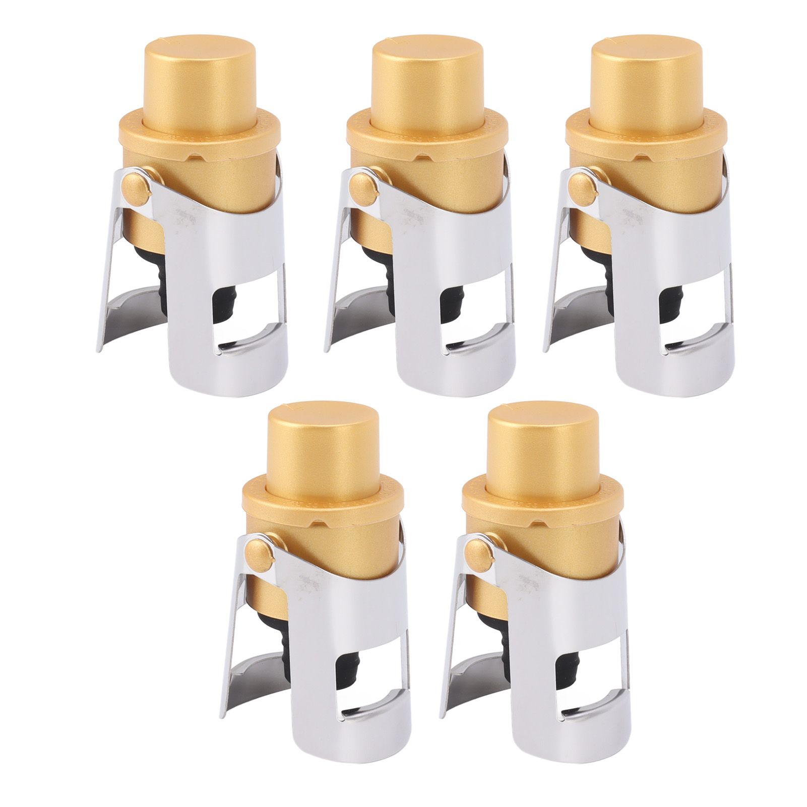 5 Packs Golden Champagne Stopper Stainless Steel Resuable Bottle Sealer Champagne Saver Plug - Image 8