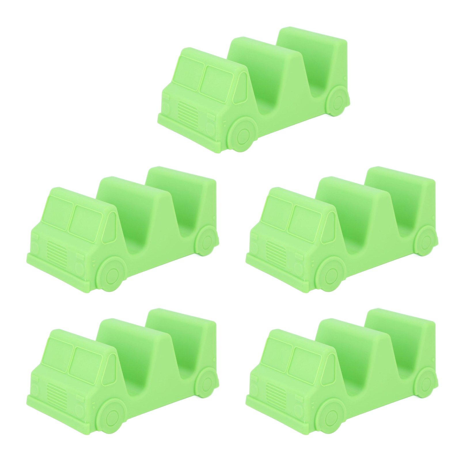 5PCS Taco Holder Stands Set Small Car Shape Wave Shape Taco Tray for Kitchen Restaurant Green - Image 1