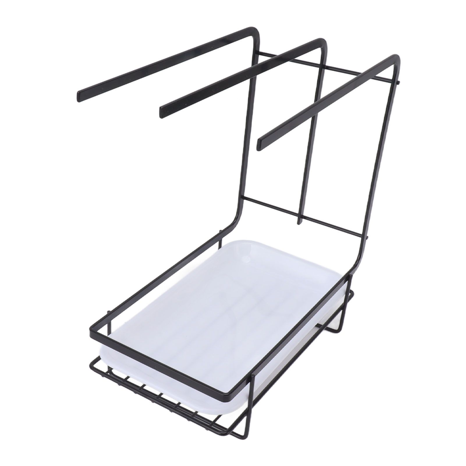 Sponge Holder with Drain Pan Quick Drying Hollow Bottom Rustproof Dishcloth Drying Rack for Kitchen Bathroom Sink Black - Image 3