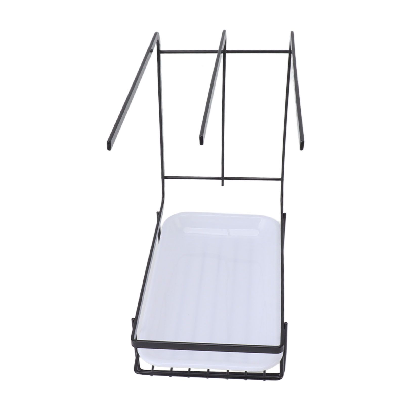 Sponge Holder with Drain Pan Quick Drying Hollow Bottom Rustproof Dishcloth Drying Rack for Kitchen Bathroom Sink Black - Image 4