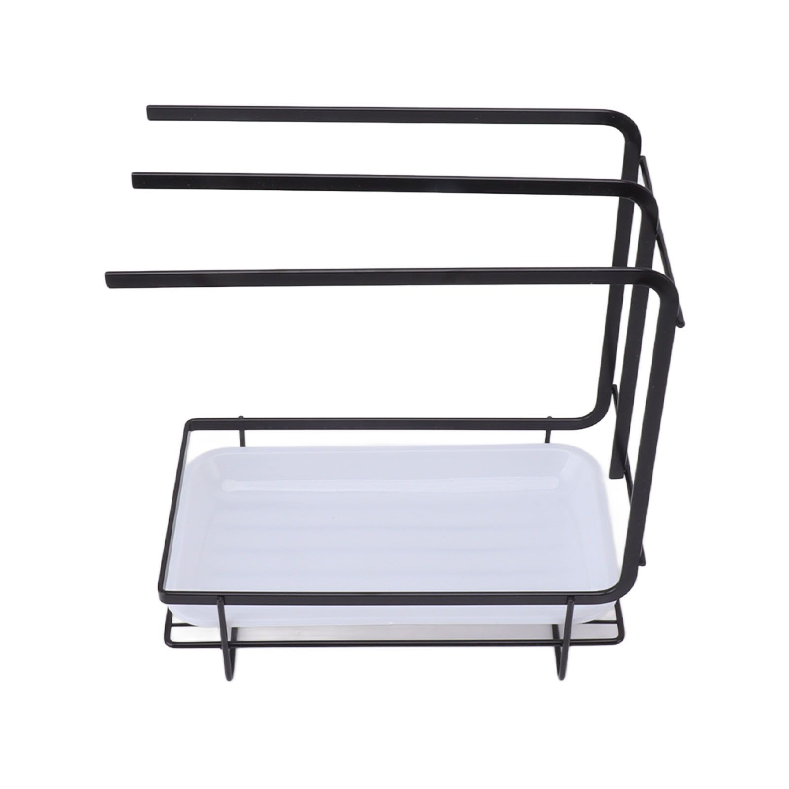 Sponge Holder with Drain Pan Quick Drying Hollow Bottom Rustproof Dishcloth Drying Rack for Kitchen Bathroom Sink Black - Image 6
