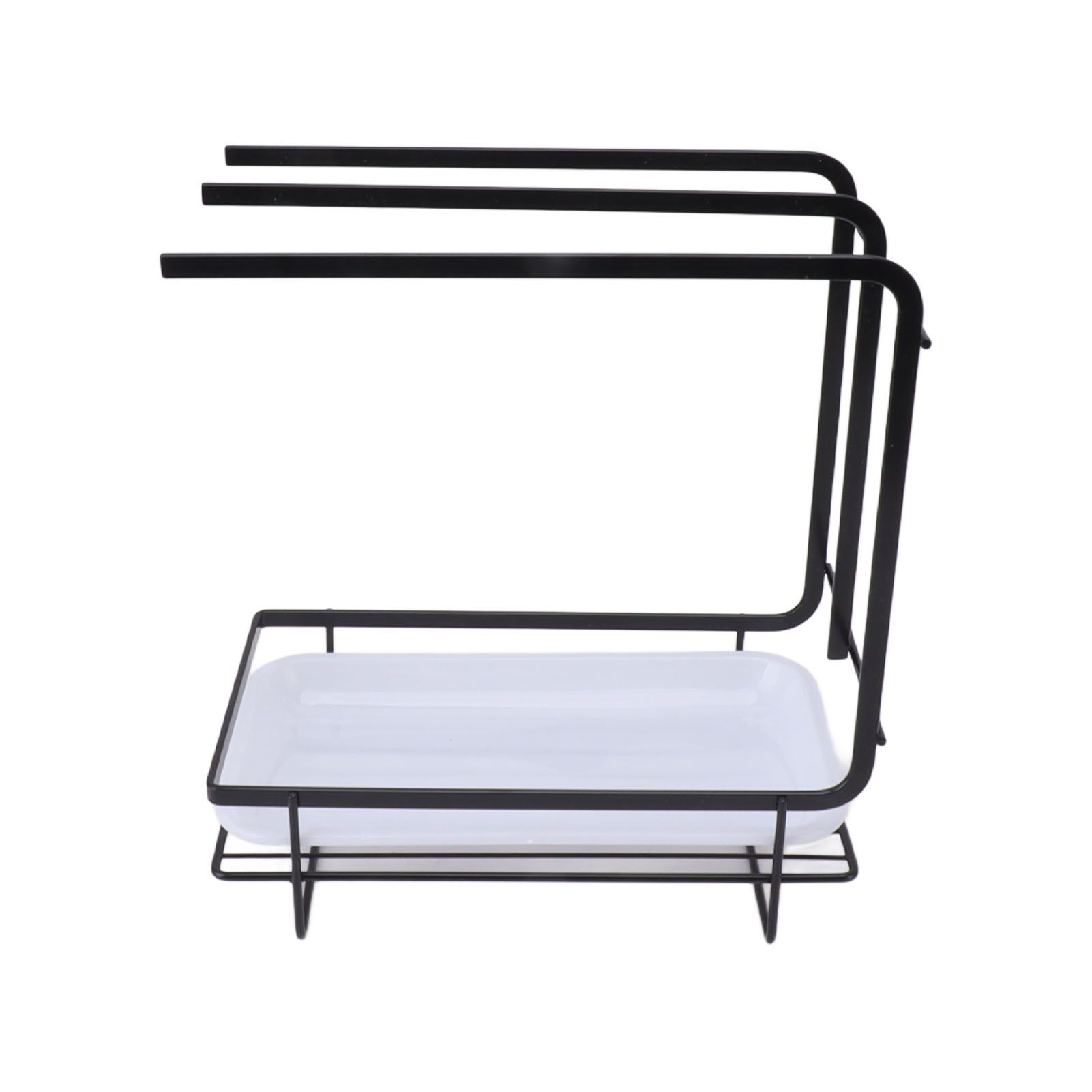 Sponge Holder with Drain Pan Quick Drying Hollow Bottom Rustproof Dishcloth Drying Rack for Kitchen Bathroom Sink Black - Image 7