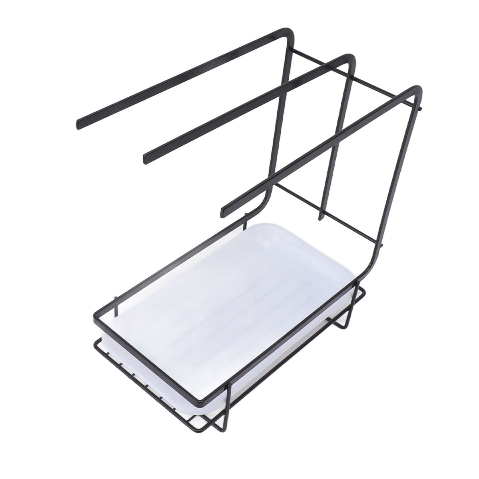 Sponge Holder with Drain Pan Quick Drying Hollow Bottom Rustproof Dishcloth Drying Rack for Kitchen Bathroom Sink Black - Image 8