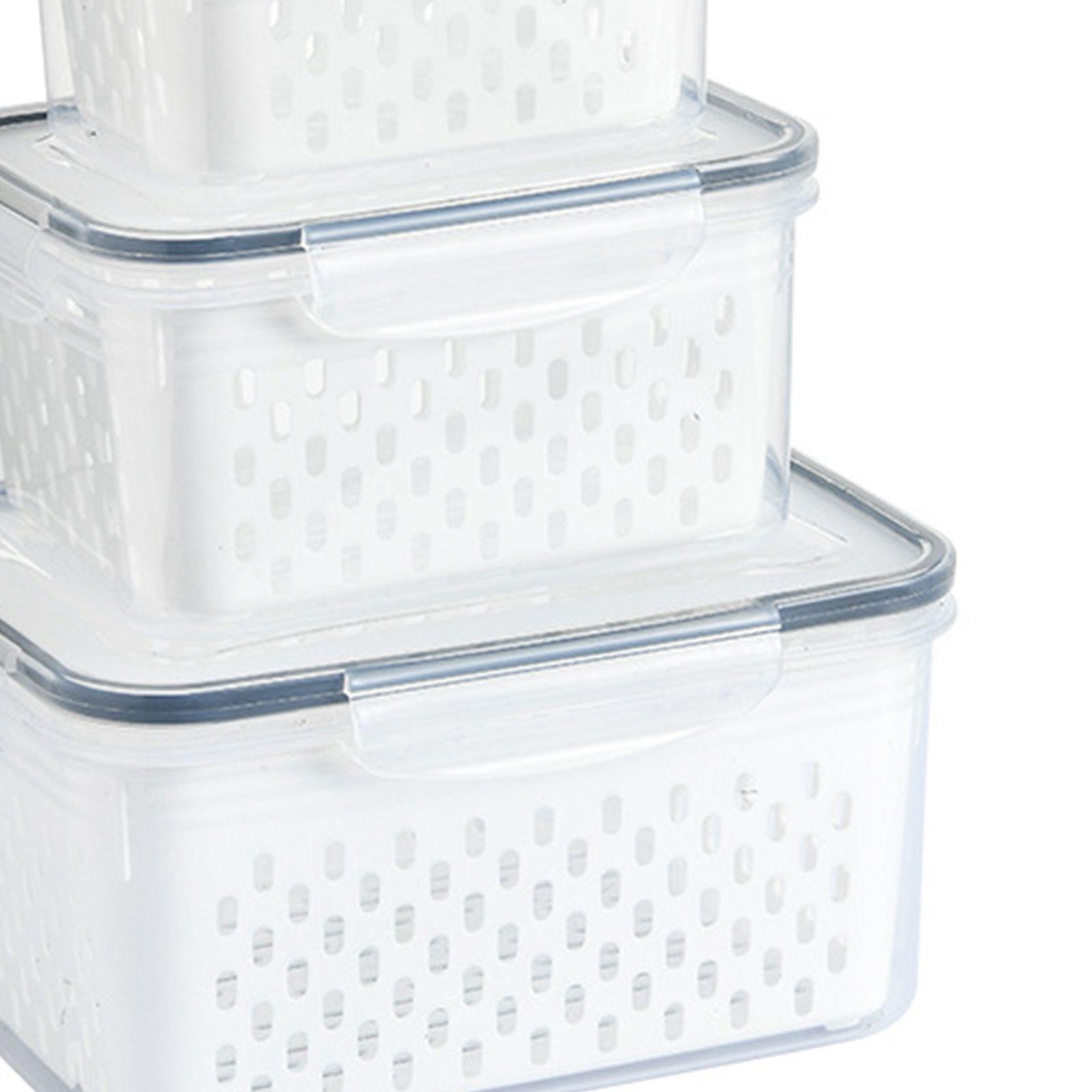 3pcs Drain Storage Basket Box Transparent Leakproof Food Storage Containers with Removable Colander for Fridge - Image 7