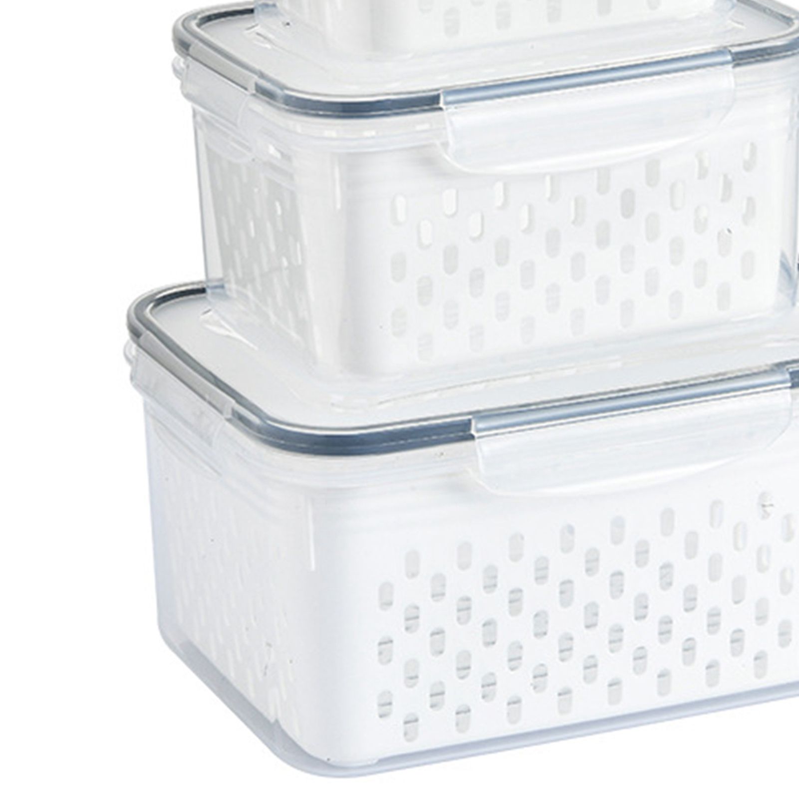 3pcs Drain Storage Basket Box Transparent Leakproof Food Storage Containers with Removable Colander for Fridge - Image 8