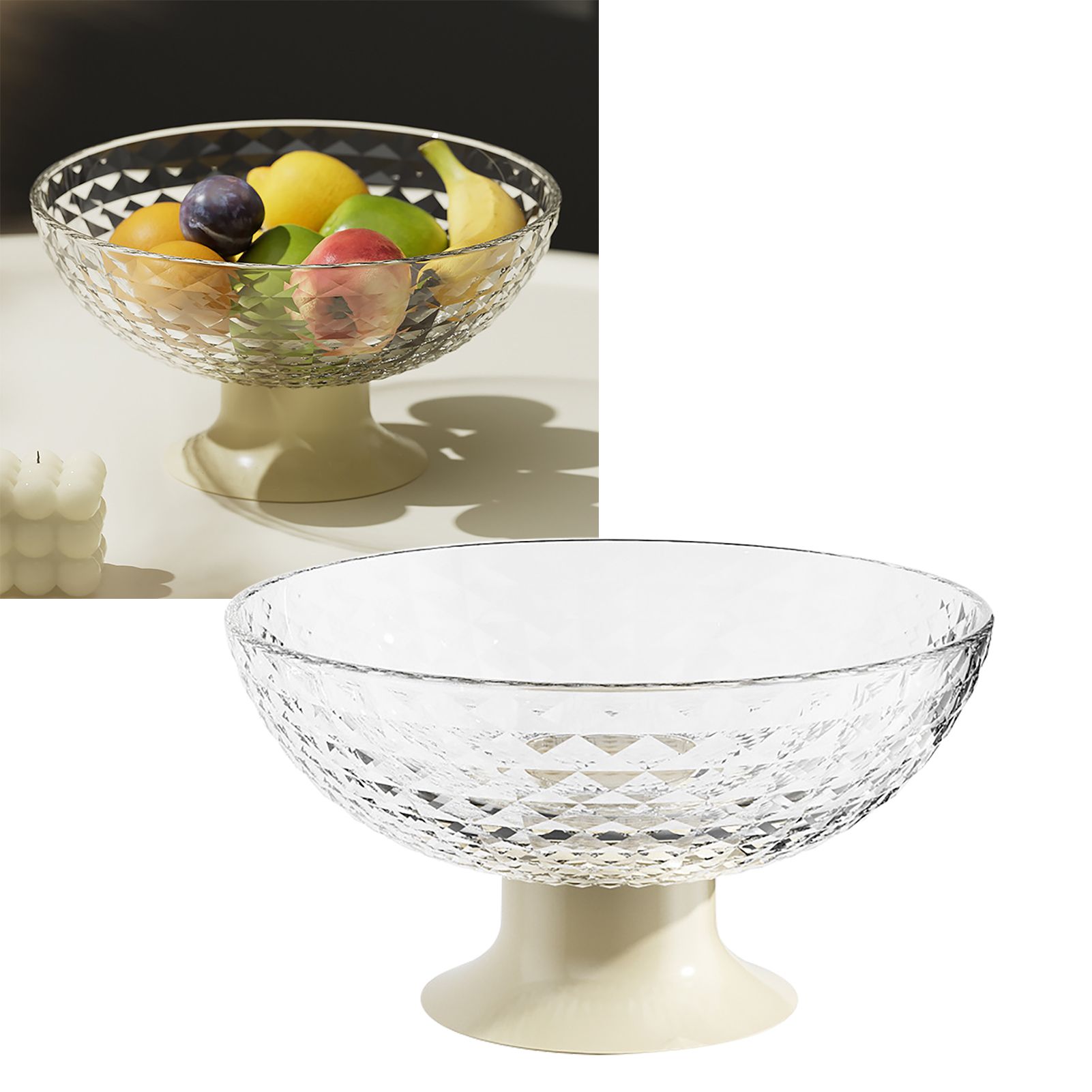 Fruit Tray Plate Holder Plastic Footed Snacks Vegetables Fruits Basket Bowl for Kitchen Counter Dining Room Tables Transparent Color - Image 5
