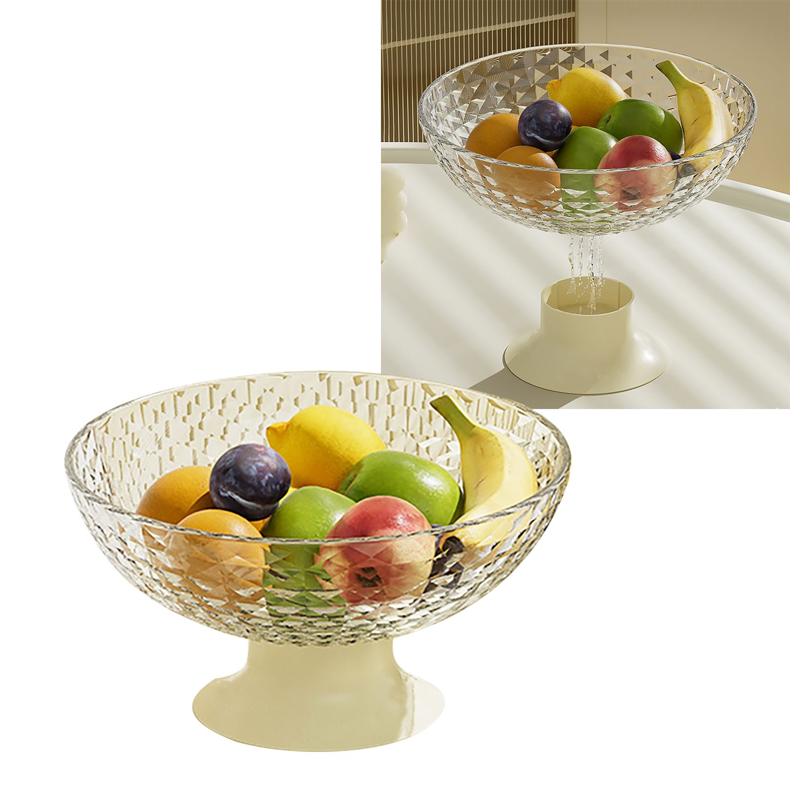 Fruit Tray Plate Holder Plastic Footed Snacks Vegetables Fruits Basket Bowl for Kitchen Counter Dining Room Tables Transparent Color - Image 6