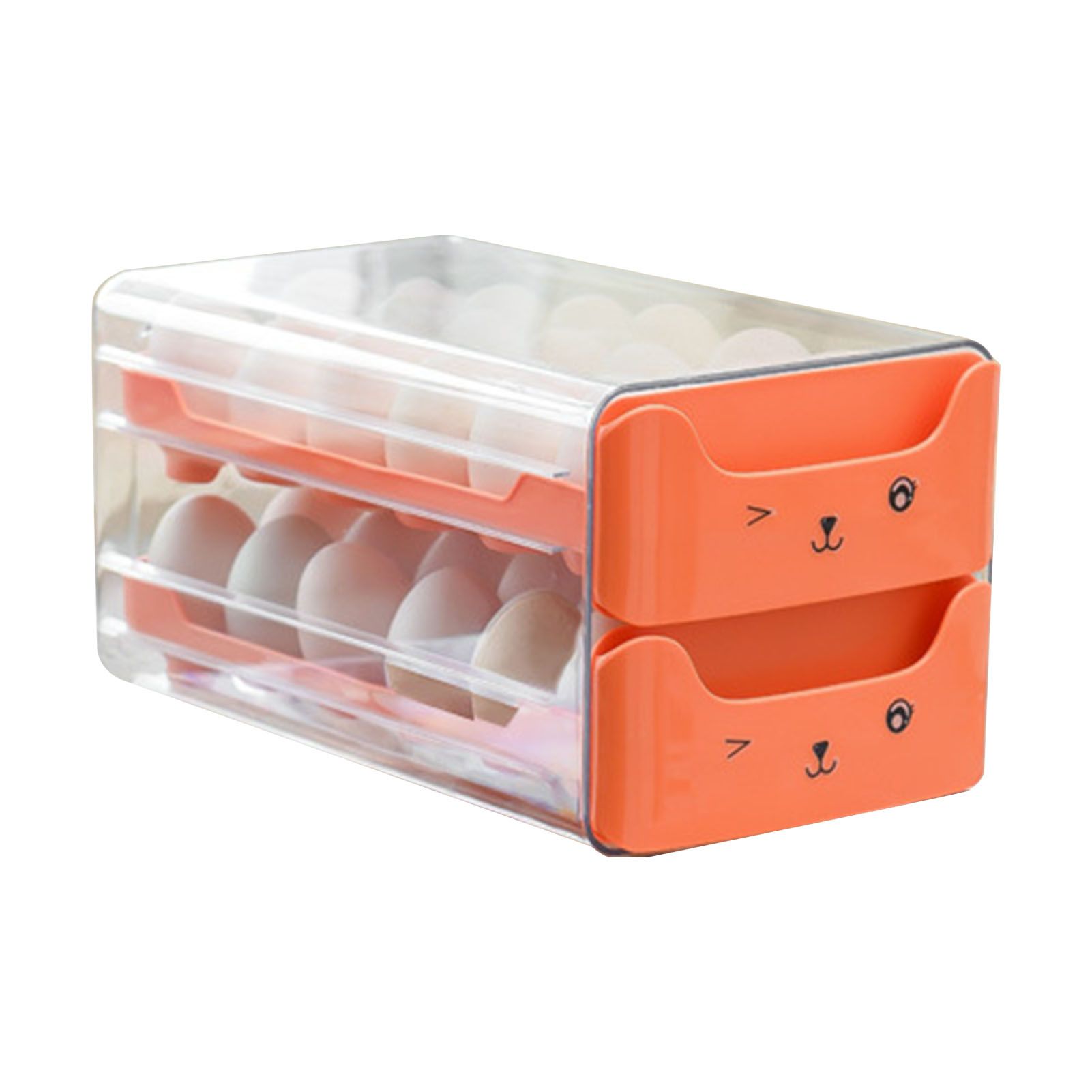 Double Layer Egg Drawer Transparent Lengthen Independent Slot Egg Holder Egg Storage Container for Refrigerator Orange - Image 1