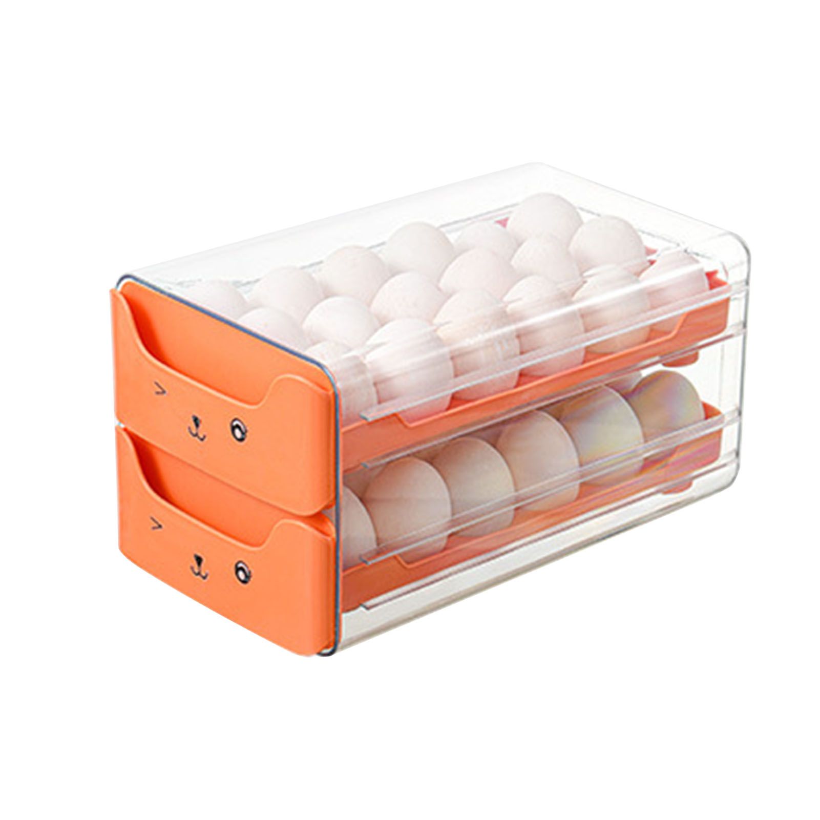 Double Layer Egg Drawer Transparent Lengthen Independent Slot Egg Holder Egg Storage Container for Refrigerator Orange - Image 2