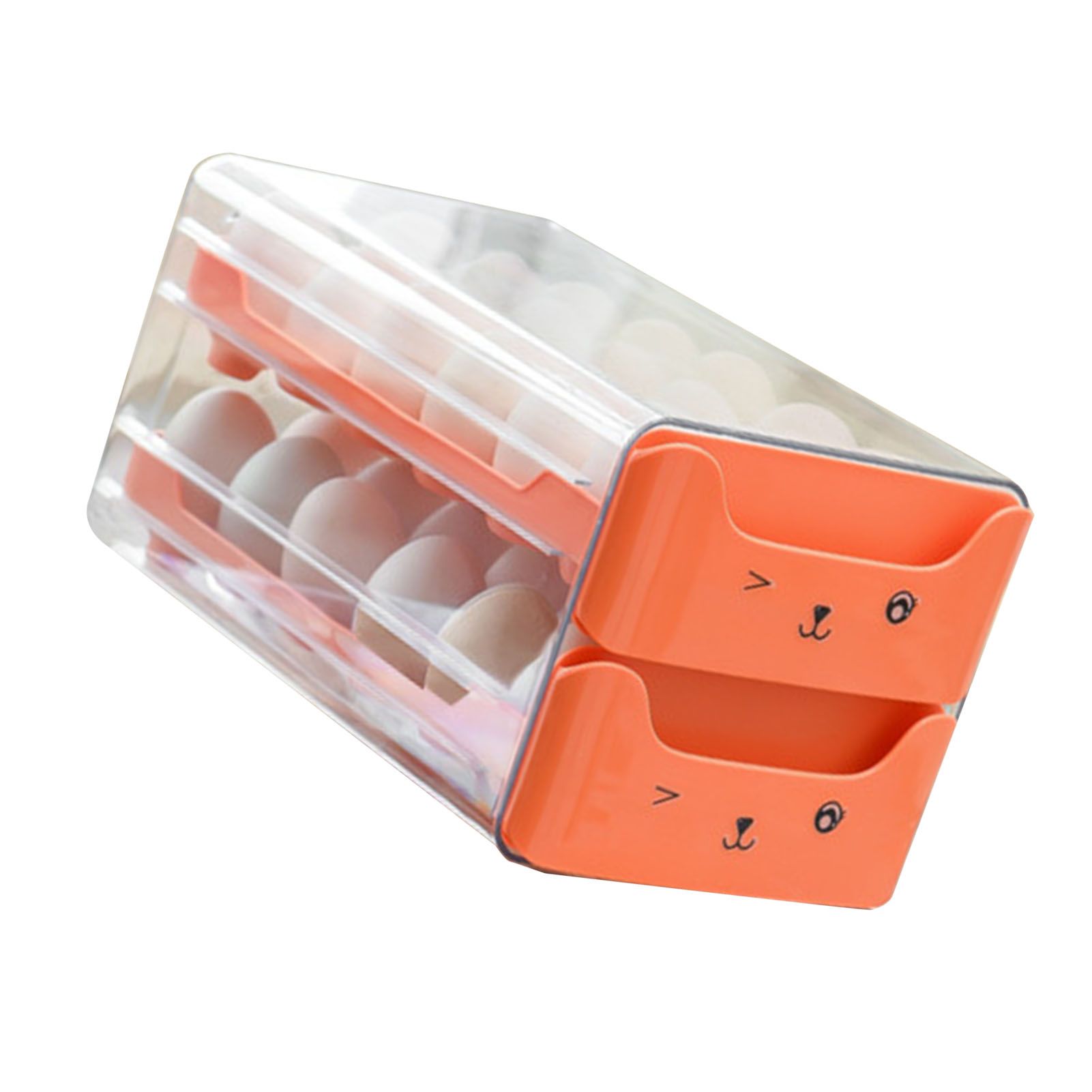 Double Layer Egg Drawer Transparent Lengthen Independent Slot Egg Holder Egg Storage Container for Refrigerator Orange - Image 3