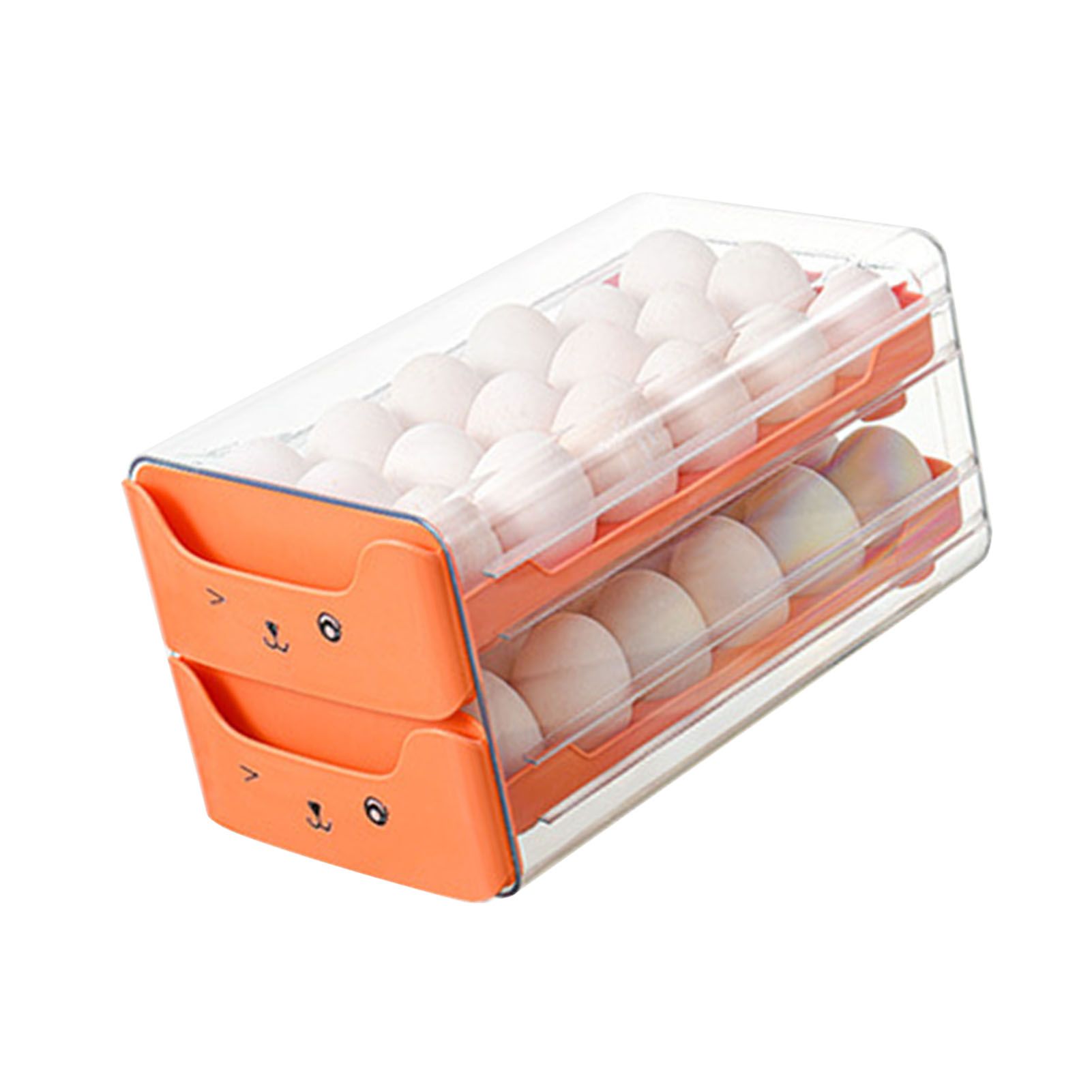 Double Layer Egg Drawer Transparent Lengthen Independent Slot Egg Holder Egg Storage Container for Refrigerator Orange - Image 4